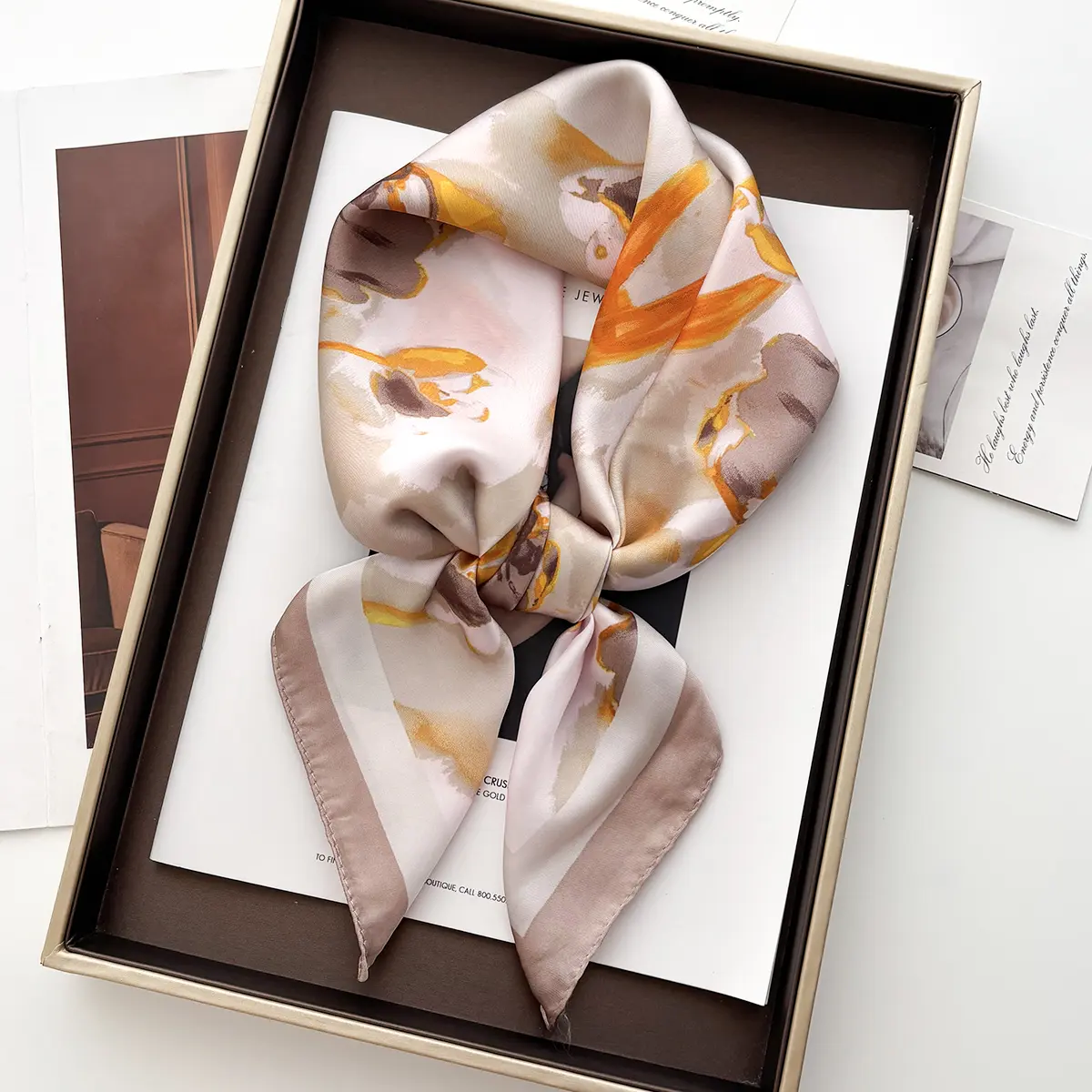 70*70cm Silk Square Scarf Women Fashion Korean Version Fruit Print Neck Ties Female Foulard Bandana Hijab Head Scarf Neckerchief