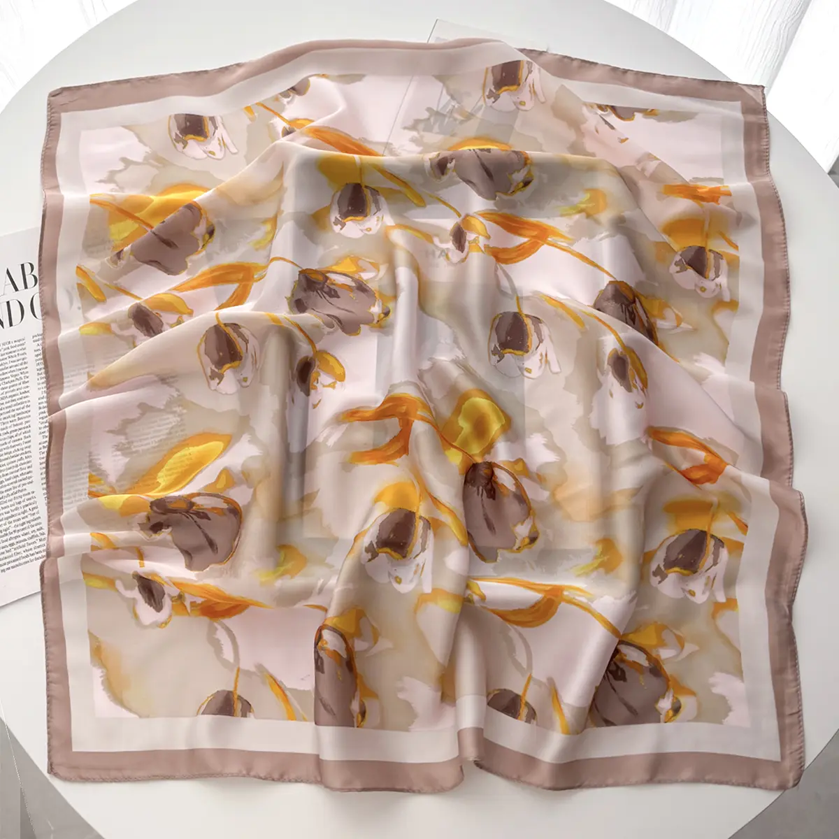 70*70cm Silk Square Scarf Women Fashion Korean Version Fruit Print Neck Ties Female Foulard Bandana Hijab Head Scarf Neckerchief