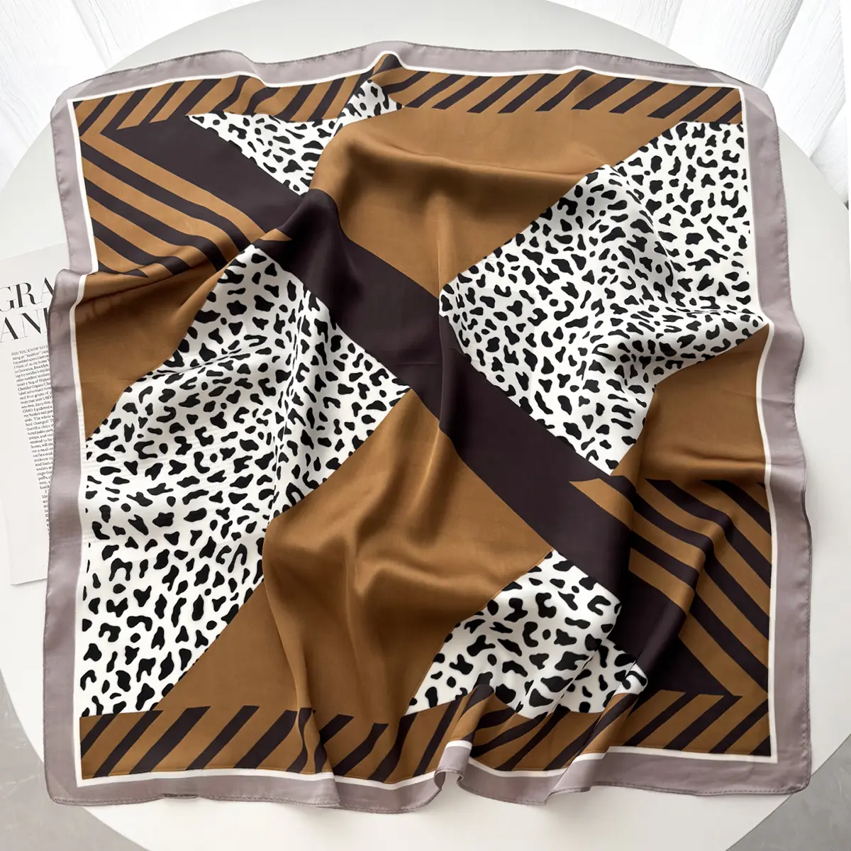 70*70cm Silk Square Scarf Women Fashion Korean Version Fruit Print Neck Ties Female Foulard Bandana Hijab Head Scarf Neckerchief