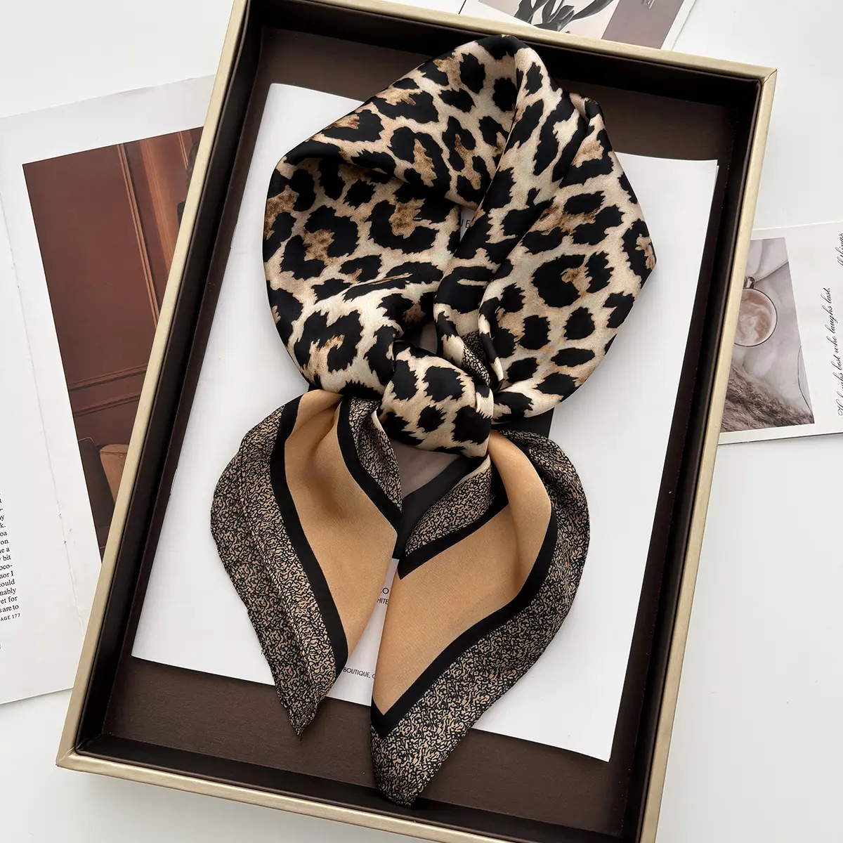 Luxury Floral Print Female Satin Neck Scarf Square Hair Scarves Foulard Head Band Shawls Wraps Neckerchief Bandana Women