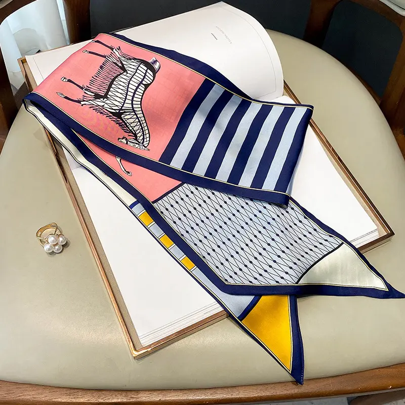 Luxury Long Silk Scarf Female Print Thin Narrow Scarf Bag Hair Band Ribbon Scarfs Women Neckerchief