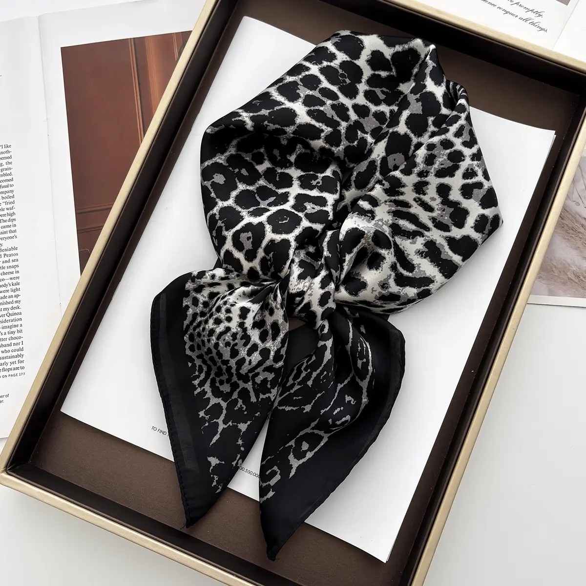 Luxury Floral Print Female Satin Neck Scarf Square Hair Scarves Foulard Head Band Shawls Wraps Neckerchief Bandana Women