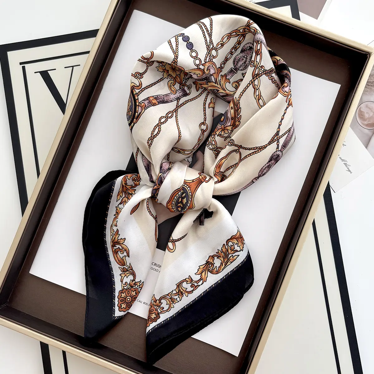 Luxury Flower Print Designer Scarf Soft Satin Women Scarves Bandana Hijab Neckerchief Shawl Kerchief Hair Band Foulard Lady