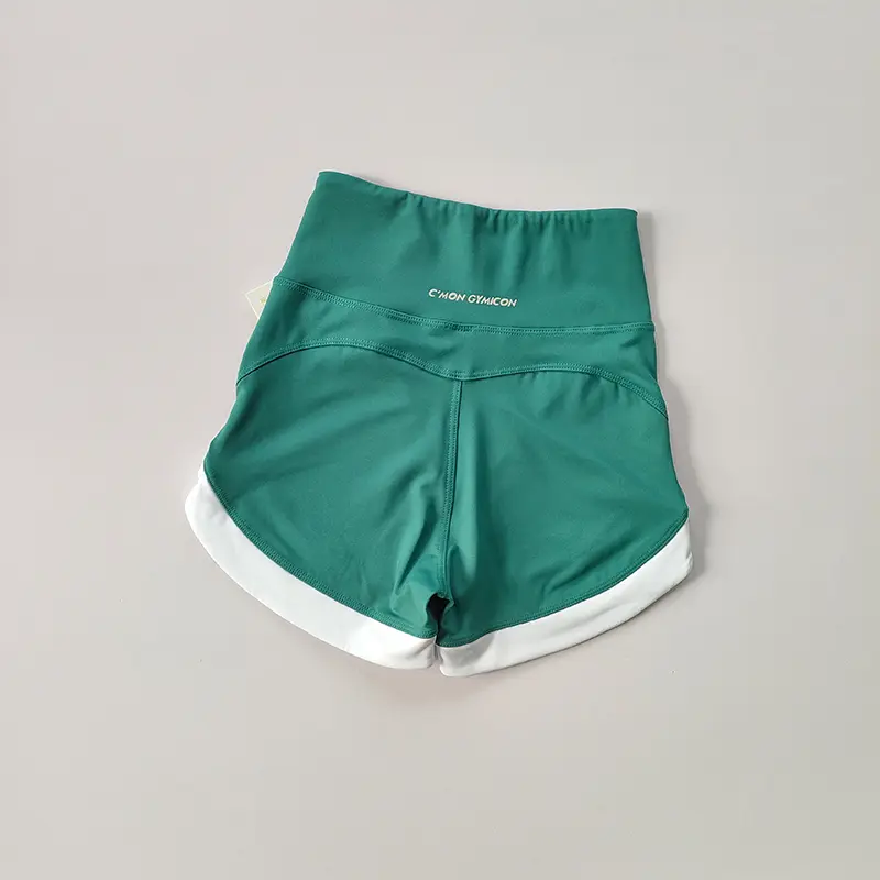 High-waist Contrast Sports Shorts for Women's Fitness in Summer Red Buttocks Yoga Three-piece Pants Breathable and Casual Wear
