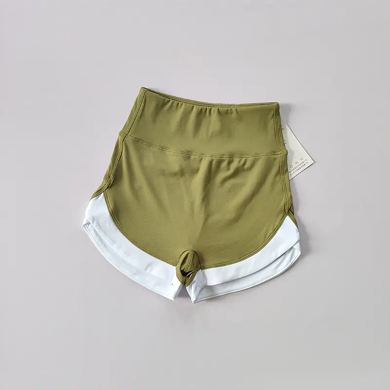 High-waist Contrast Sports Shorts for Women's Fitness in Summer Red Buttocks Yoga Three-piece Pants Breathable and Casual Wear