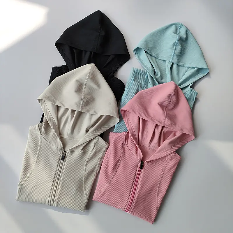 Hooded Sports Jacket, Slim and Versatile Women Fitness Suit Quick Drying Running Tight Cycling Suit Long Sleeved Yoga Suit Top