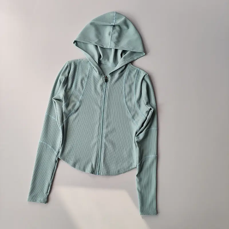 Hooded Sports Jacket, Slim and Versatile Women Fitness Suit Quick Drying Running Tight Cycling Suit Long Sleeved Yoga Suit Top