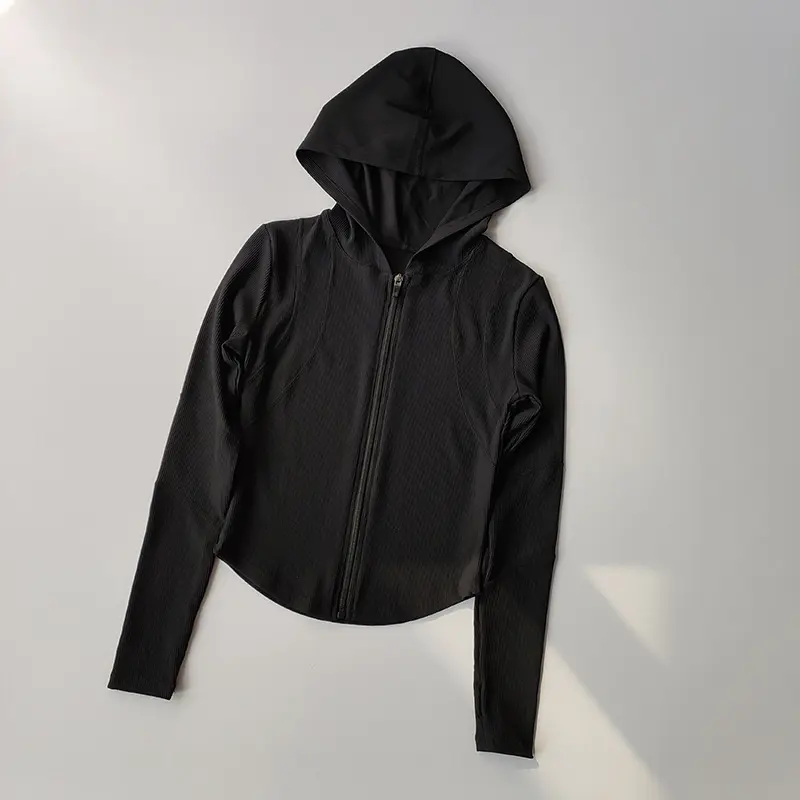 Hooded Sports Jacket, Slim and Versatile Women Fitness Suit Quick Drying Running Tight Cycling Suit Long Sleeved Yoga Suit Top