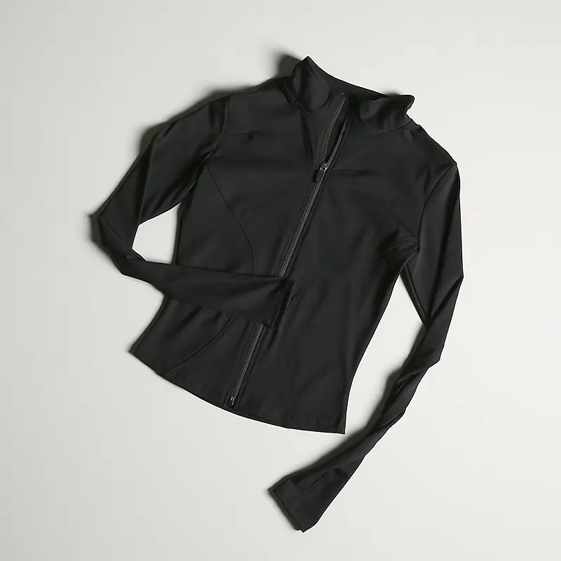 Sports Long-sleeved Shirts Slim Yoga Suit Quick-drying Zipper Coat Cardigan Stand Collar Tight Coat Running Fitness Jacket Top
