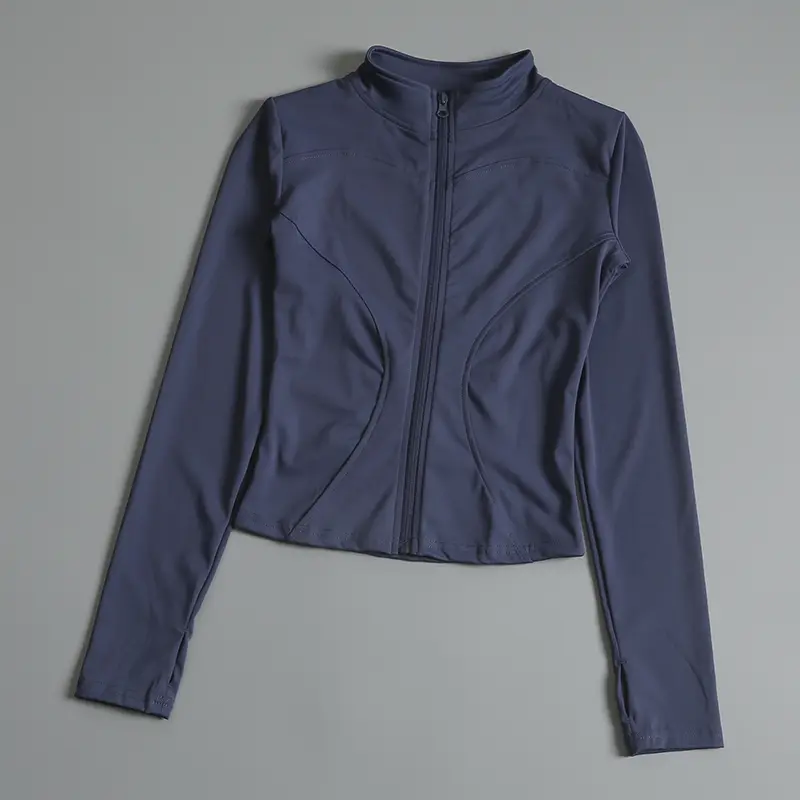 Sports Long-sleeved Shirts Slim Yoga Suit Quick-drying Zipper Coat Cardigan Stand Collar Tight Coat Running Fitness Jacket Top