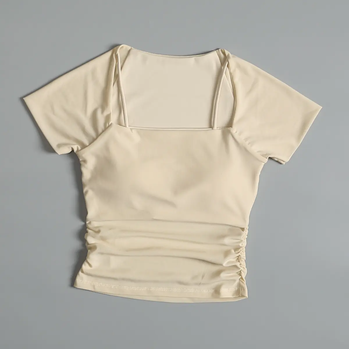 Sports Short-sleeved Summer Mesh Slimming Breathable Quick-drying Yoga Clothes Top with Chest Pad Running Training Fitness Suit