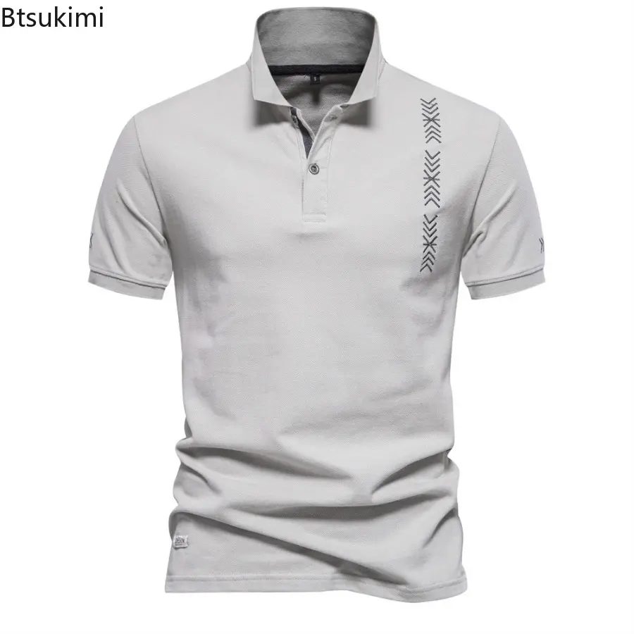 2025 Summer High-quality Embroidery Polo Shirts Men's Pure Cotton Short-sleeved Casual Tops Breathable Golf Sport Wear Tees Male