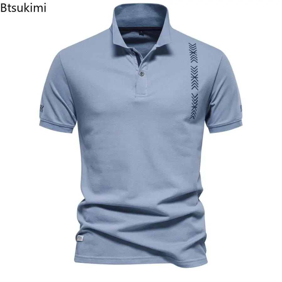 2025 Summer High-quality Embroidery Polo Shirts Men's Pure Cotton Short-sleeved Casual Tops Breathable Golf Sport Wear Tees Male