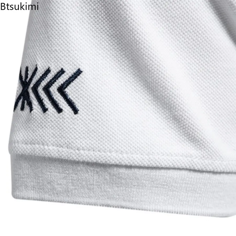 2025 Summer High-quality Embroidery Polo Shirts Men's Pure Cotton Short-sleeved Casual Tops Breathable Golf Sport Wear Tees Male