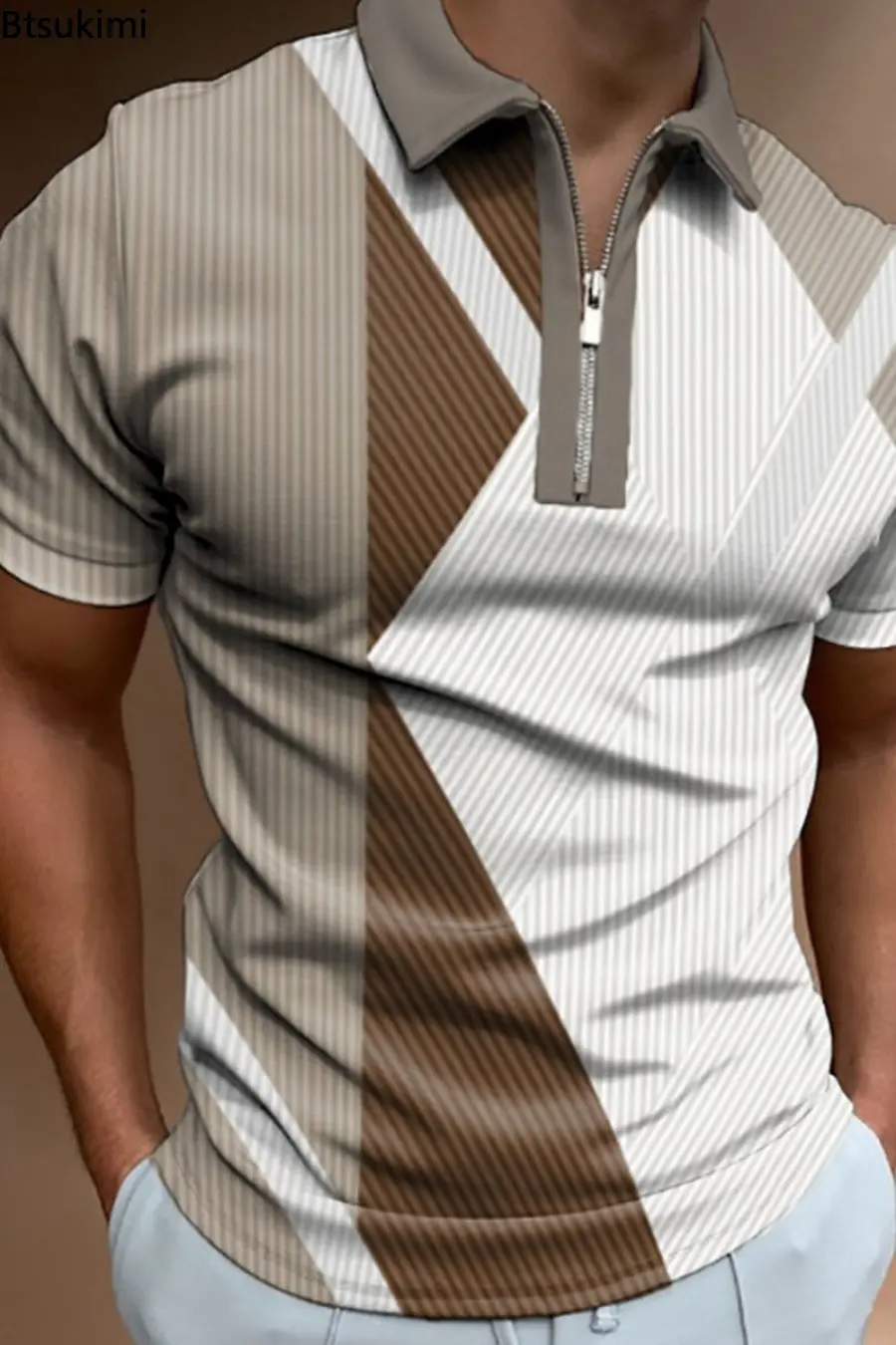 Hot Sale New Men's Summer Jacquard Business Casual Polo Shirts Fashion 3D Print Short-sleeved Slim T-shirt Men Social Golf Shirt