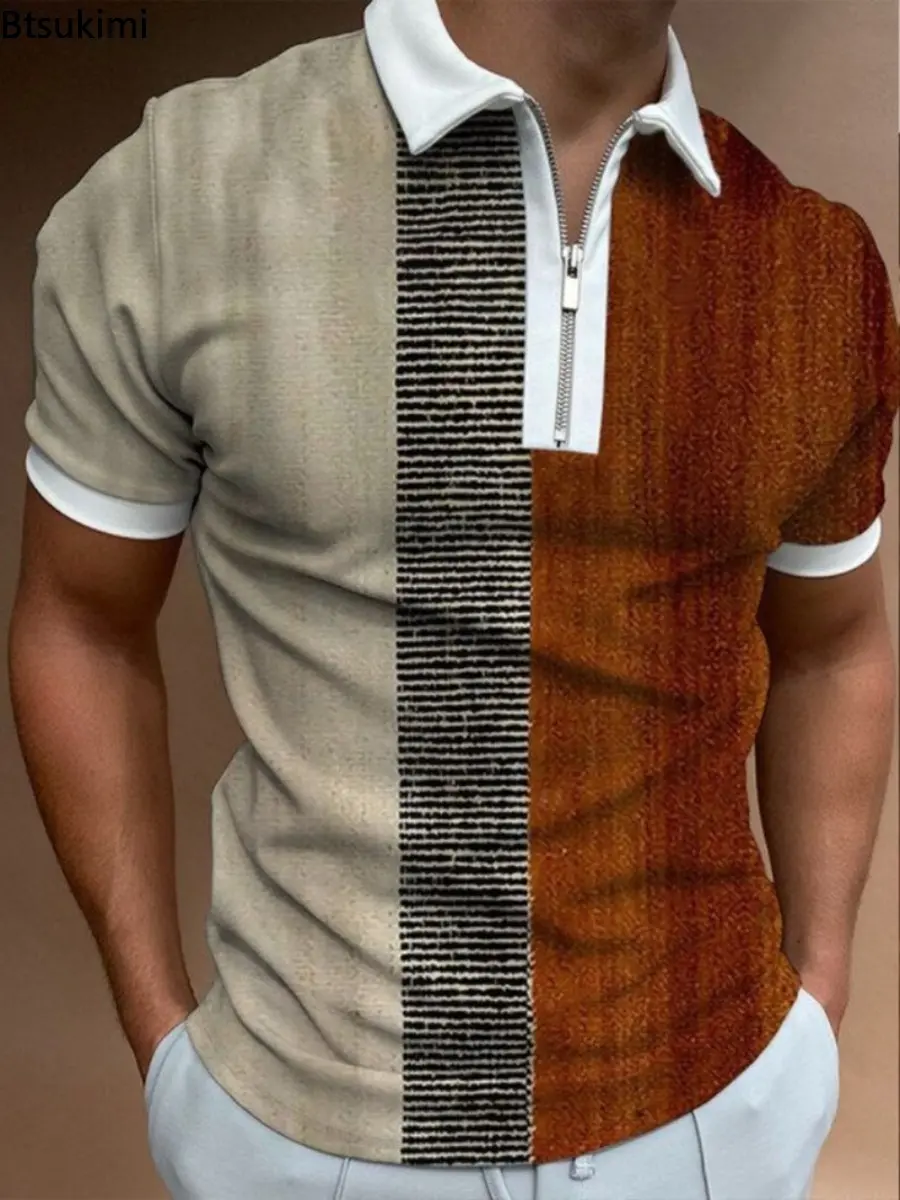 Hot Sale New Men's Summer Jacquard Business Casual Polo Shirts Fashion 3D Print Short-sleeved Slim T-shirt Men Social Golf Shirt