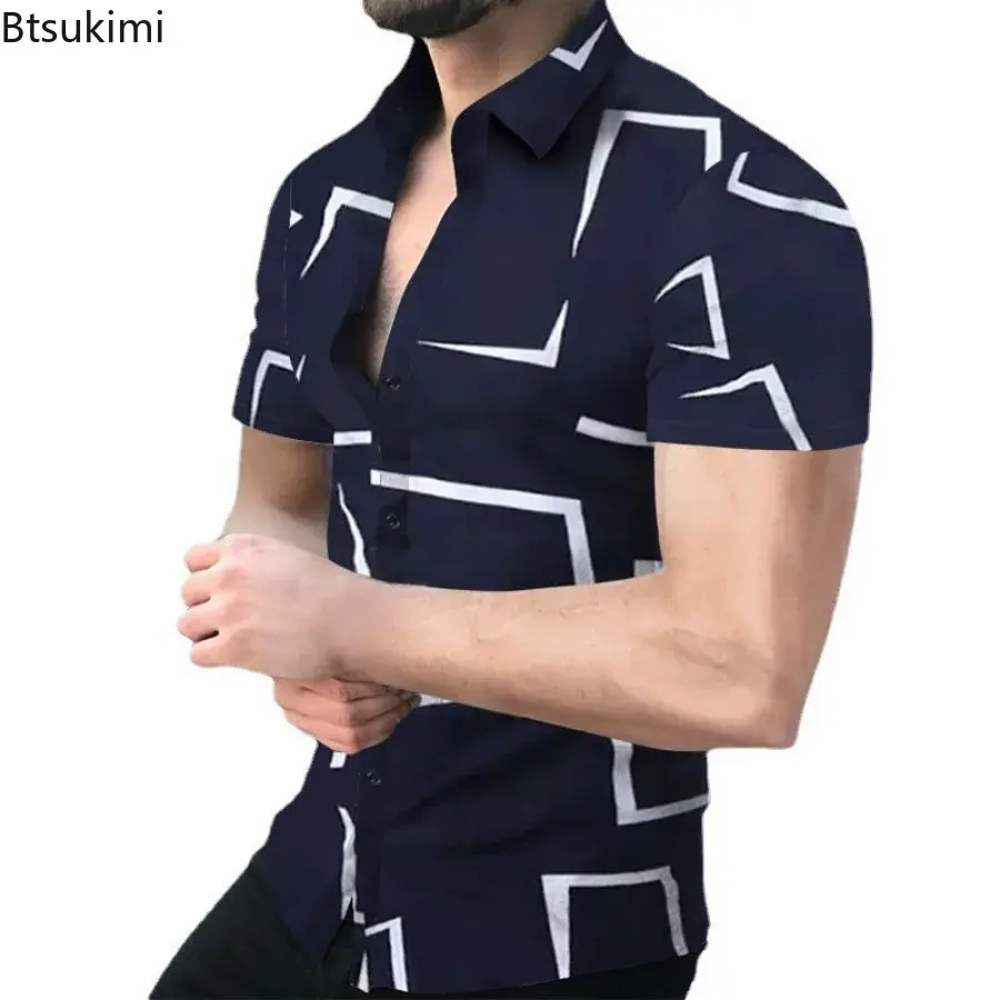 Luxury 3D Print Men's Shirt Summer New High Quality Short-sleeved Casual Shirts Hawaiian Holiday Blouses 2025 Men Clothing Tops
