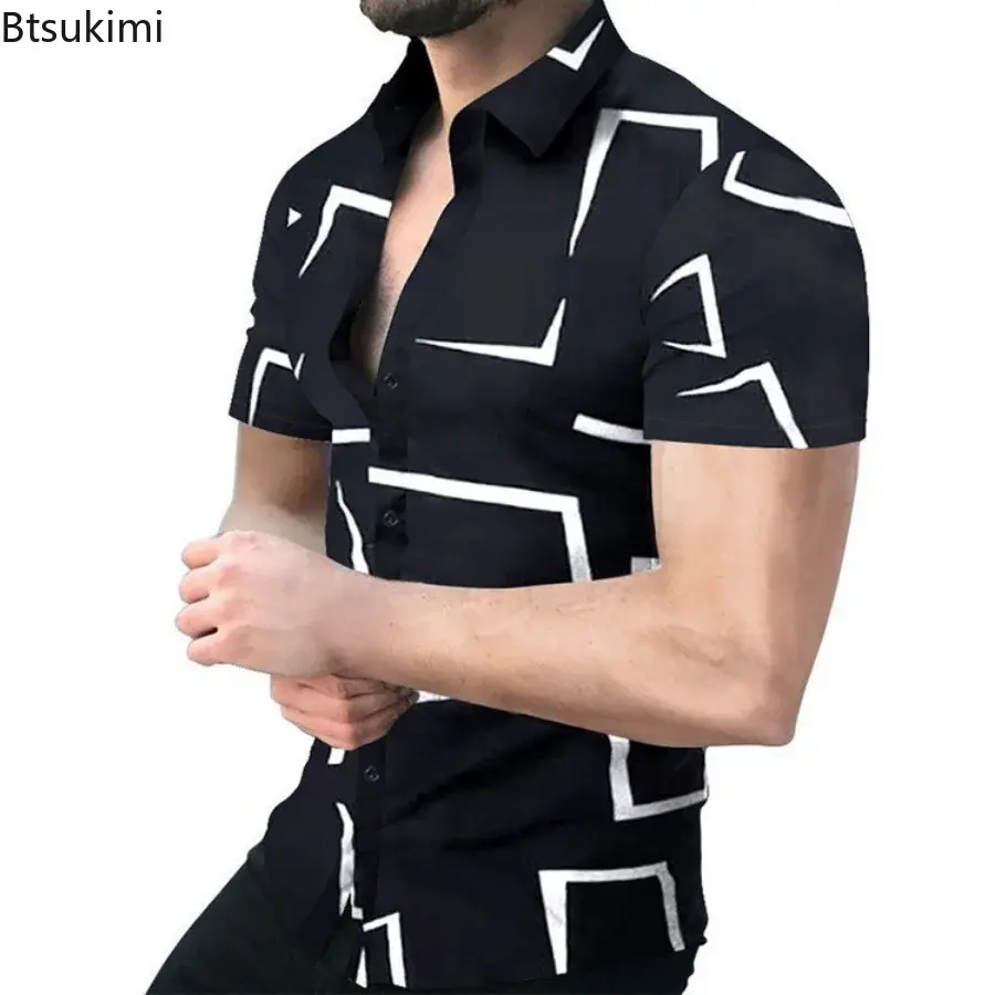 Luxury 3D Print Men's Shirt Summer New High Quality Short-sleeved Casual Shirts Hawaiian Holiday Blouses 2025 Men Clothing Tops