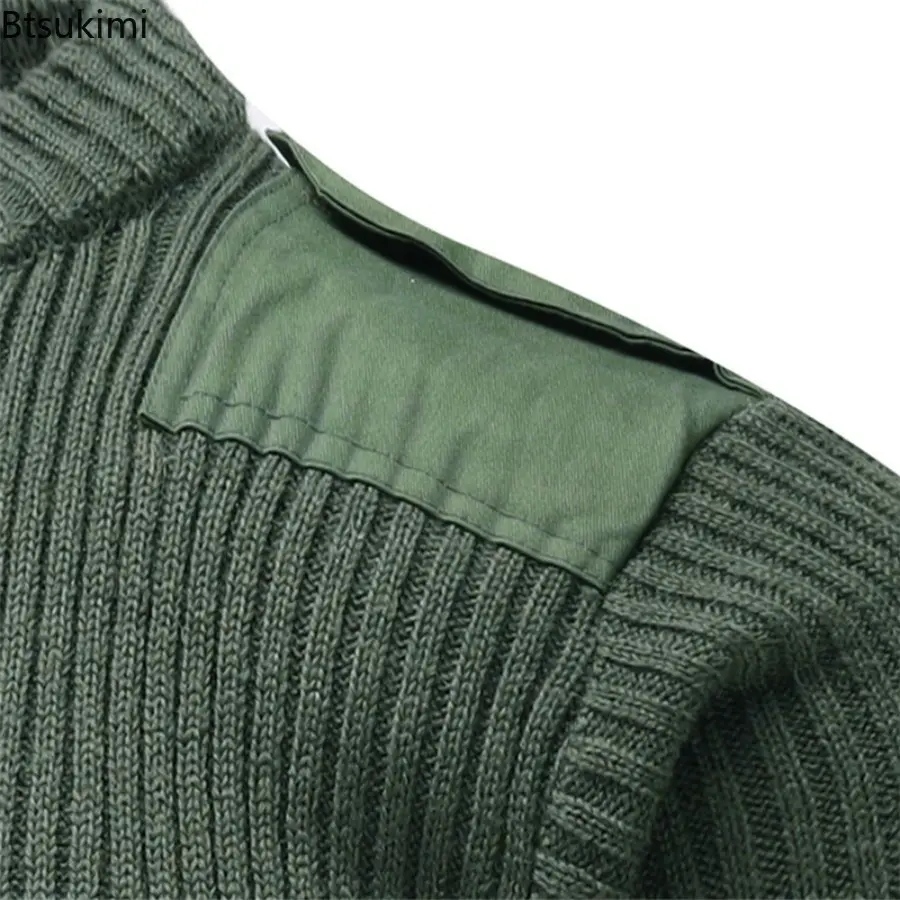 2025 Autumn Winter New Men Long-sleeved V-Neck Sweaters Cold-proof and Warm-keeping Wool Sweater Men's Solid Knitted Pullover
