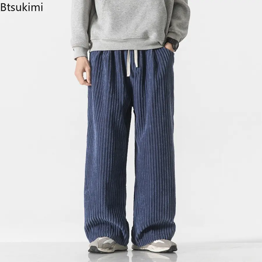 Man Autumn Loose Corduroy Harem Pants Men Solid Color Casual Sweatpants Mens Hip Hop Trousers Fashion Drawstring Jogging Pants