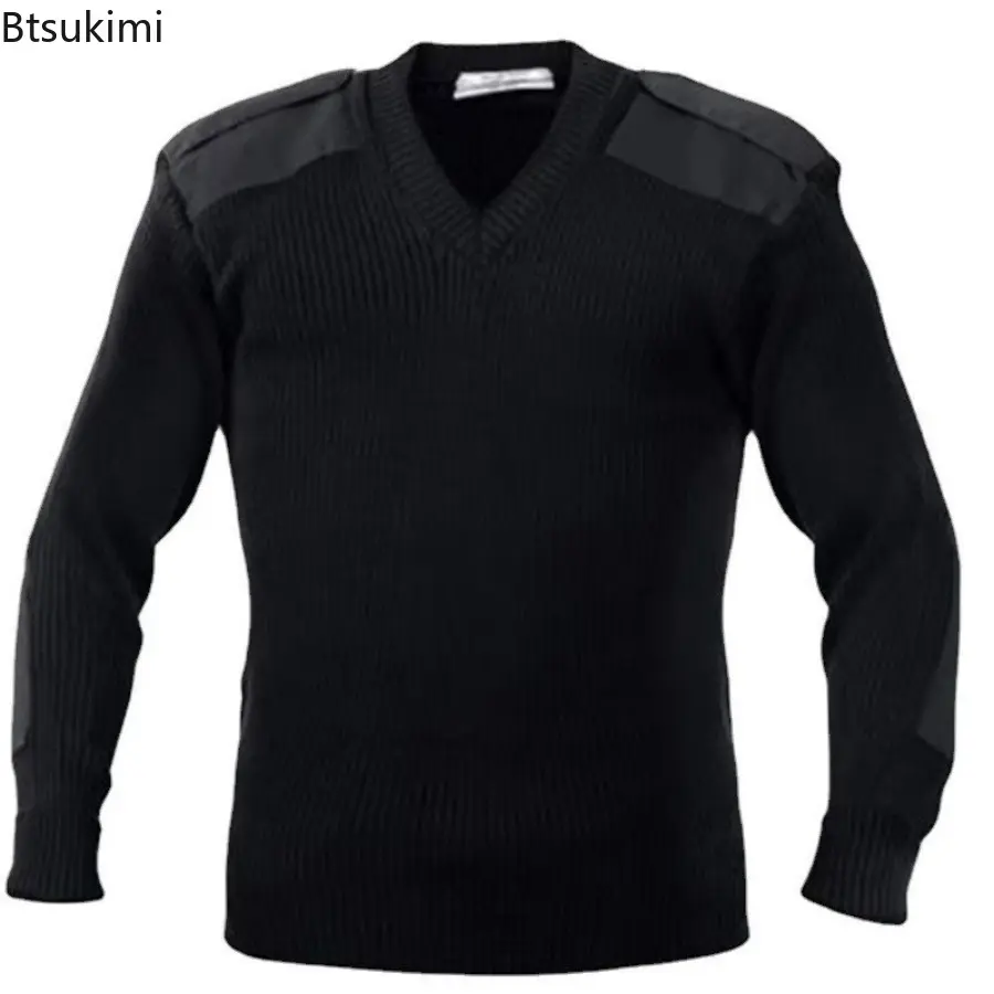 2025 Autumn Winter New Men Long-sleeved V-Neck Sweaters Cold-proof and Warm-keeping Wool Sweater Men's Solid Knitted Pullover