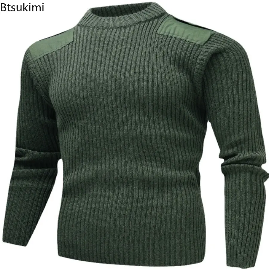 2025 Autumn Winter New Men Long-sleeved V-Neck Sweaters Cold-proof and Warm-keeping Wool Sweater Men's Solid Knitted Pullover