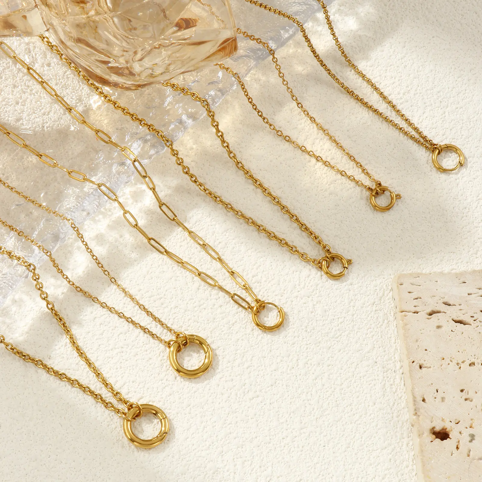 1 Piece 304 Stainless Steel Necklace 18K Gold Plated Necklace With Spring Ring Clasp For Women Minimalist Exquisite Gift