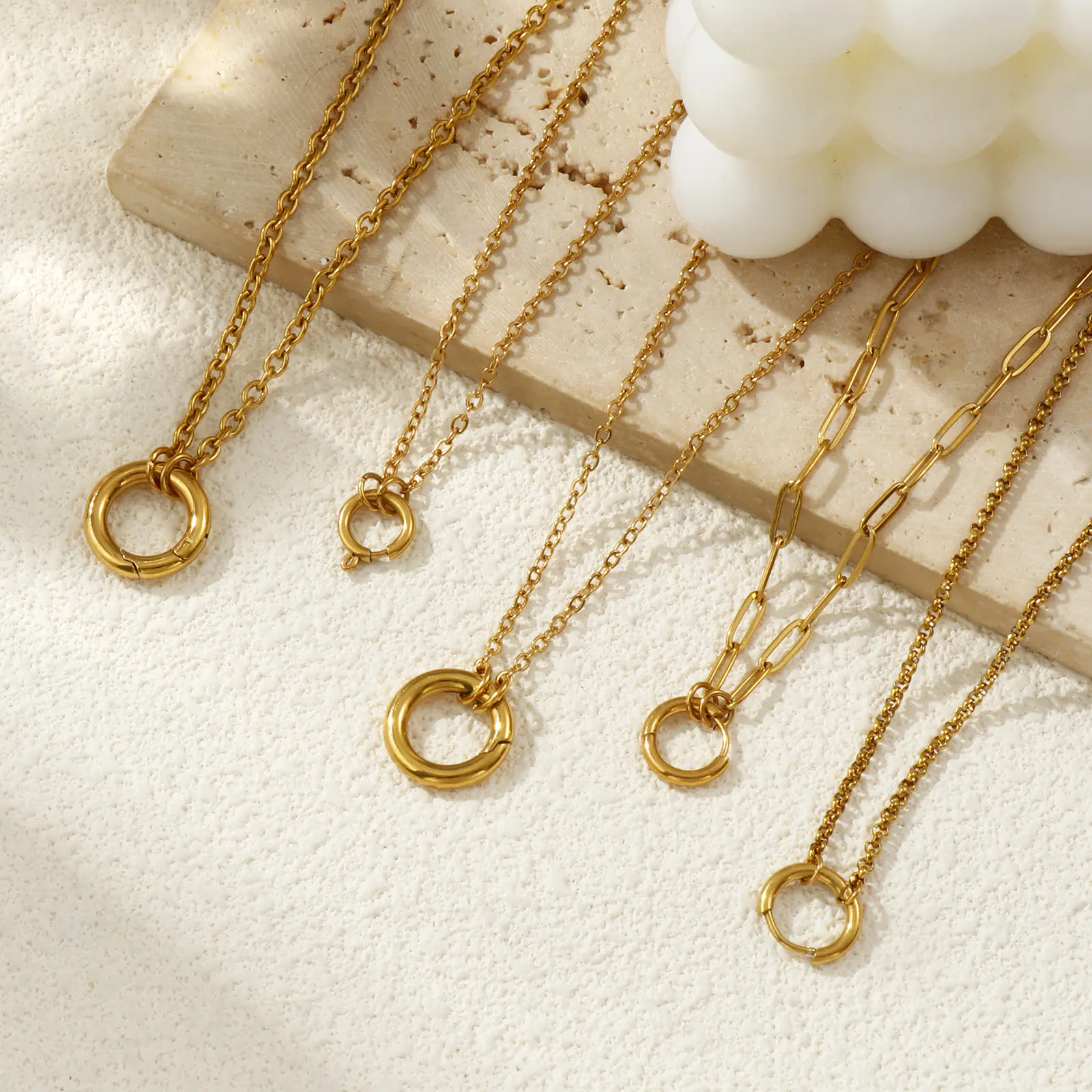 1 Piece 304 Stainless Steel Necklace 18K Gold Plated Necklace With Spring Ring Clasp For Women Minimalist Exquisite Gift