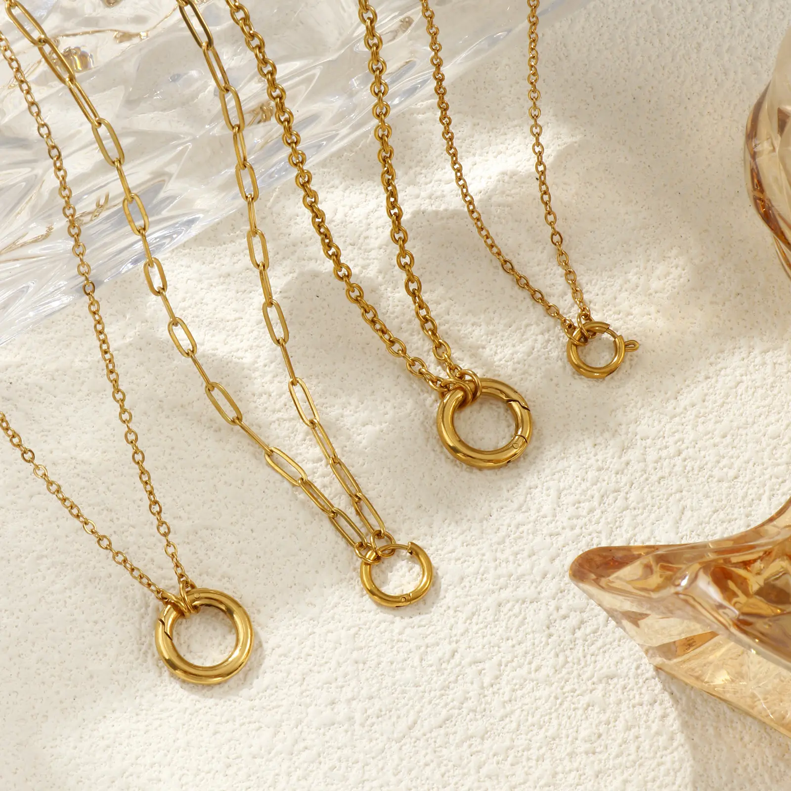 1 Piece 304 Stainless Steel Necklace 18K Gold Plated Necklace With Spring Ring Clasp For Women Minimalist Exquisite Gift