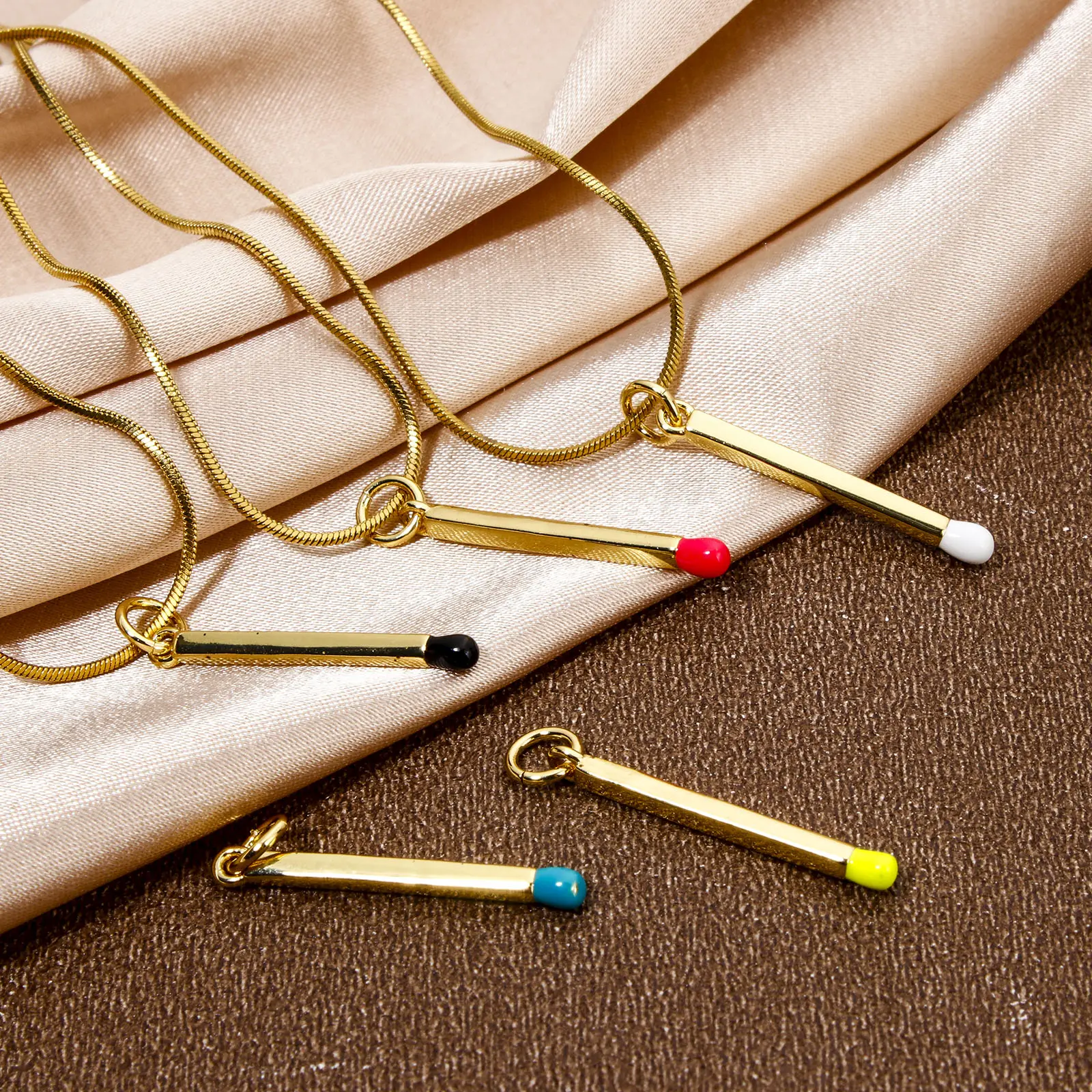 2 Piece Brass Charms 18K Real Gold Plated Multicolor Enamel Match 3D Pendants For DIY Necklace Making Findings 27mm x 2mm