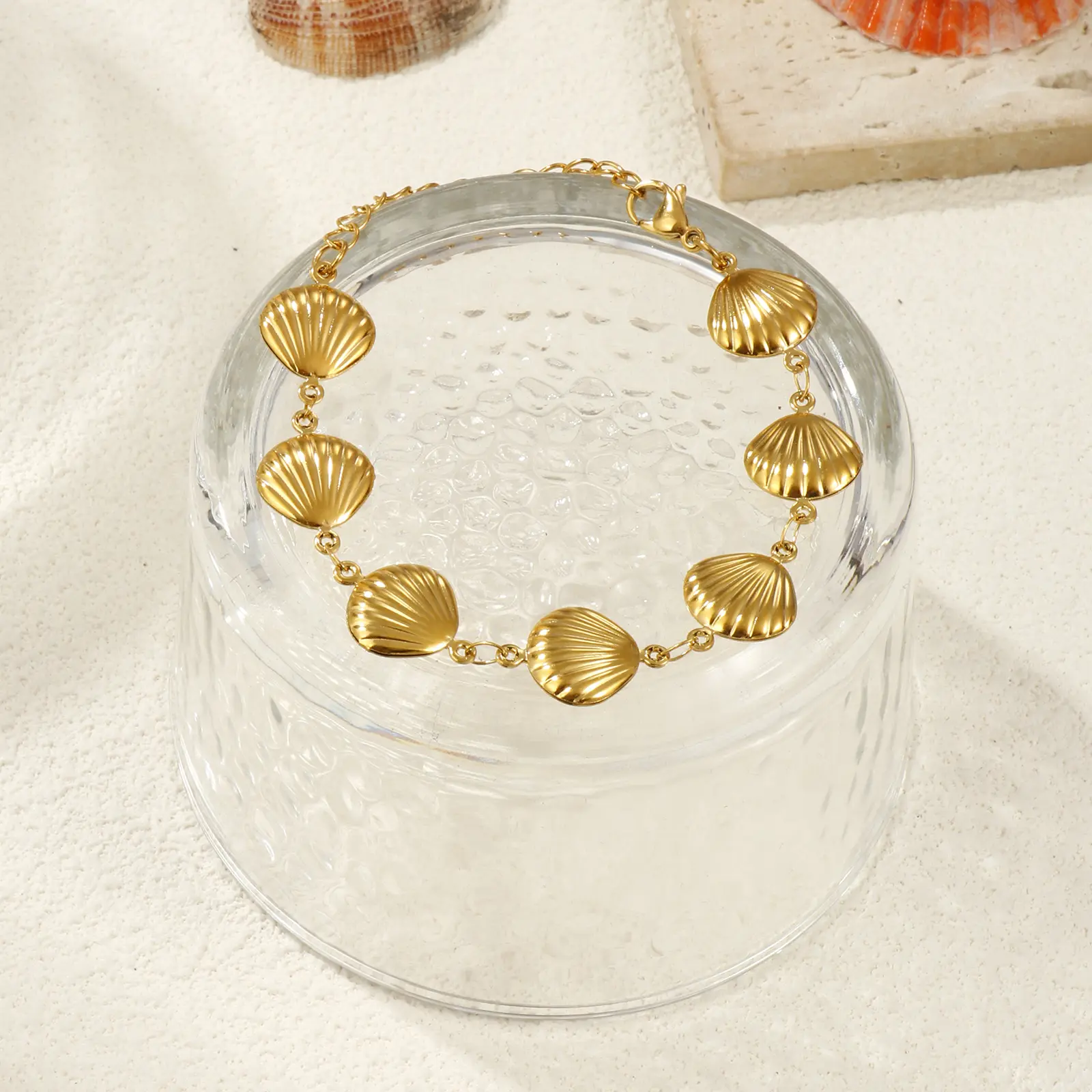 Ocean Stylish Bracelet 18K Gold Plated 304 Stainless Steel Handmade Link Chain Bracelets For Women Gift 16cm(6.3") long