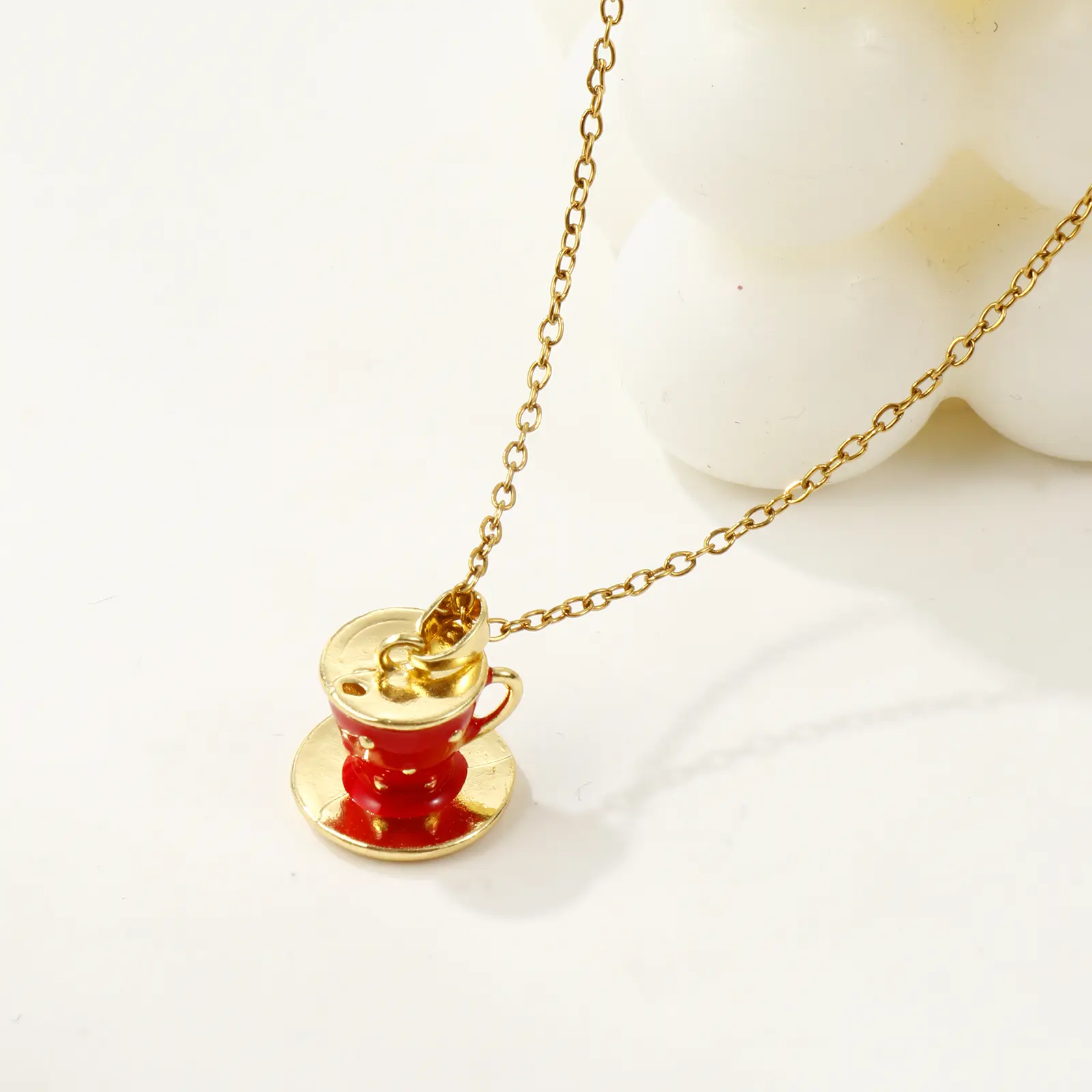 1 Piece Brass Tableware Charms 18K Gold Plated 3D Coffee Cup For DIY Jewelry Necklace Making Findings 18x14mm