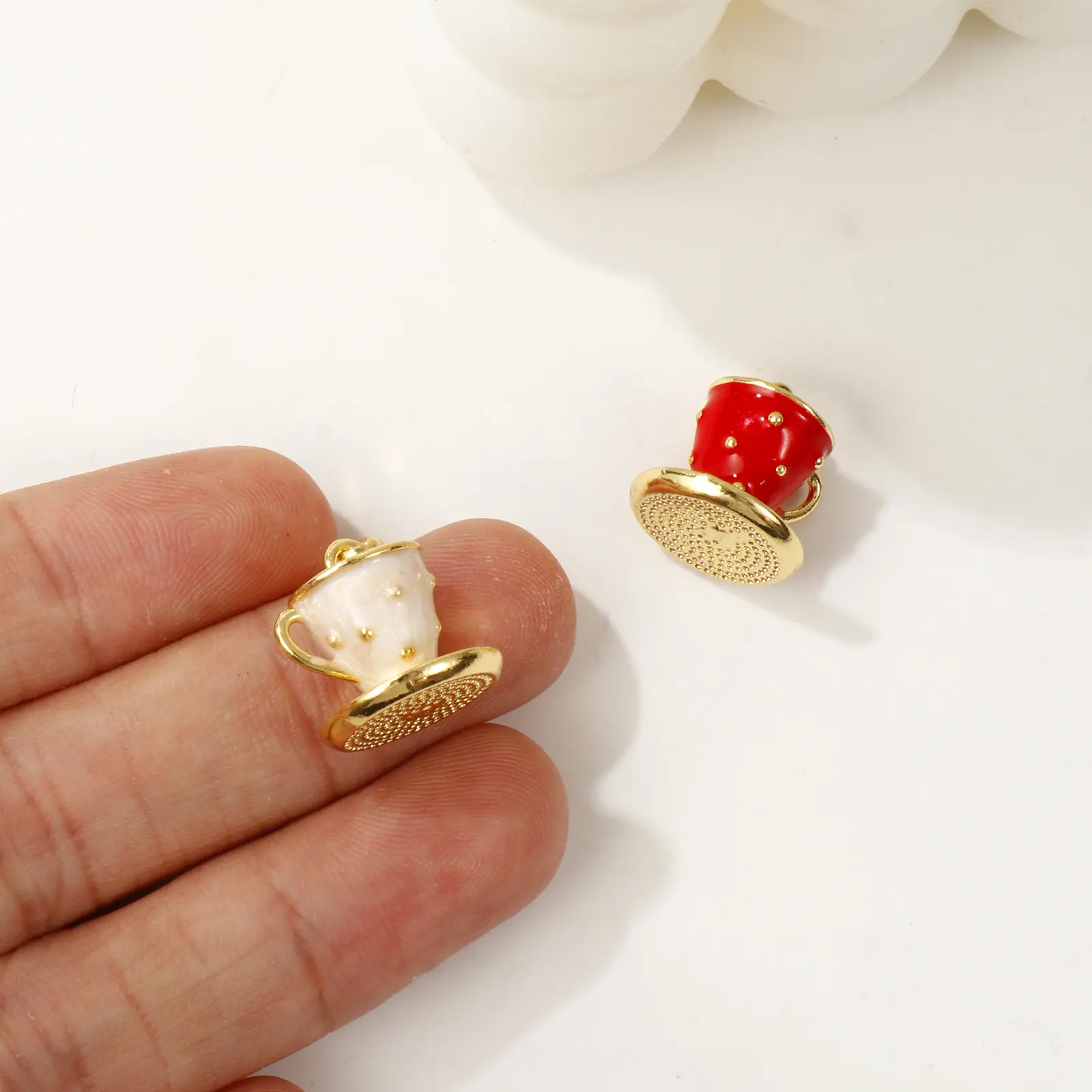 1 Piece Brass Tableware Charms 18K Gold Plated 3D Coffee Cup For DIY Jewelry Necklace Making Findings 18x14mm