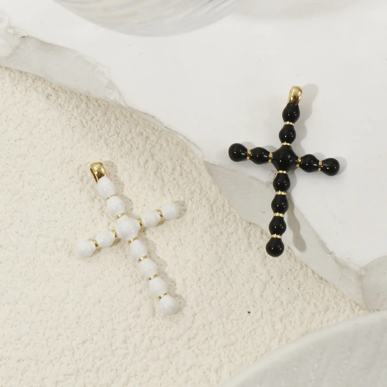 1 Piece Brass Religious Charms 18K Real Gold Plated Enamel Cross Pendant For DIY Necklace Jewelry Making Findings  3.6cm x 2.3cm