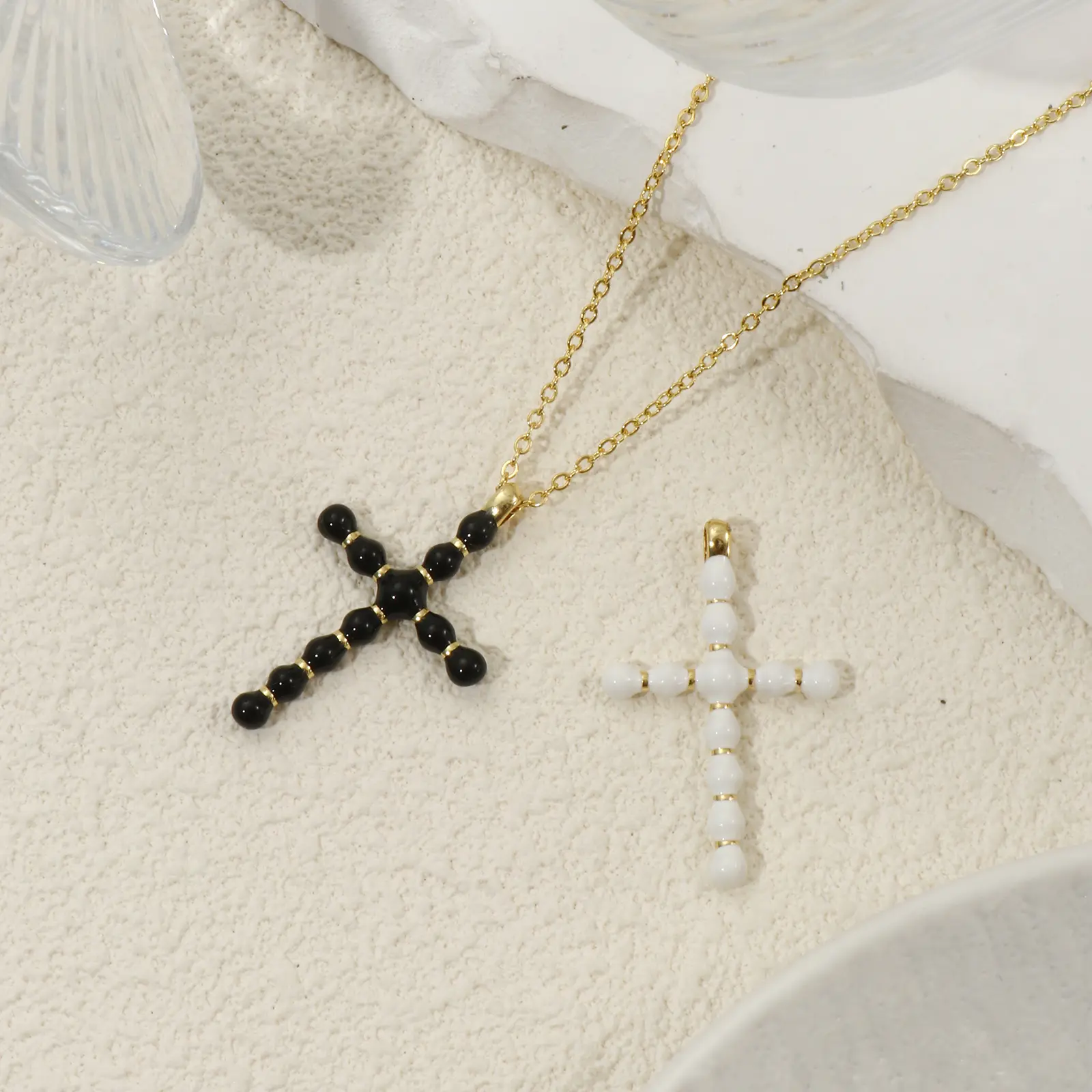 1 Piece Brass Religious Charms 18K Real Gold Plated Enamel Cross Pendant For DIY Necklace Jewelry Making Findings  3.6cm x 2.3cm