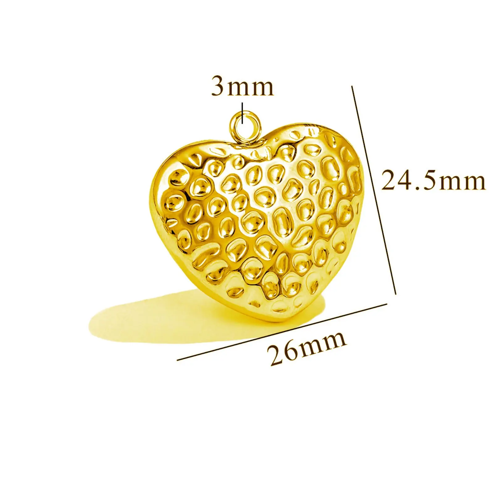 304 Stainless Steel Pendants Heart Texture 3D Metal Charms 18K Gold Plated For Necklace Jewelry Making Findings, 1 Piece