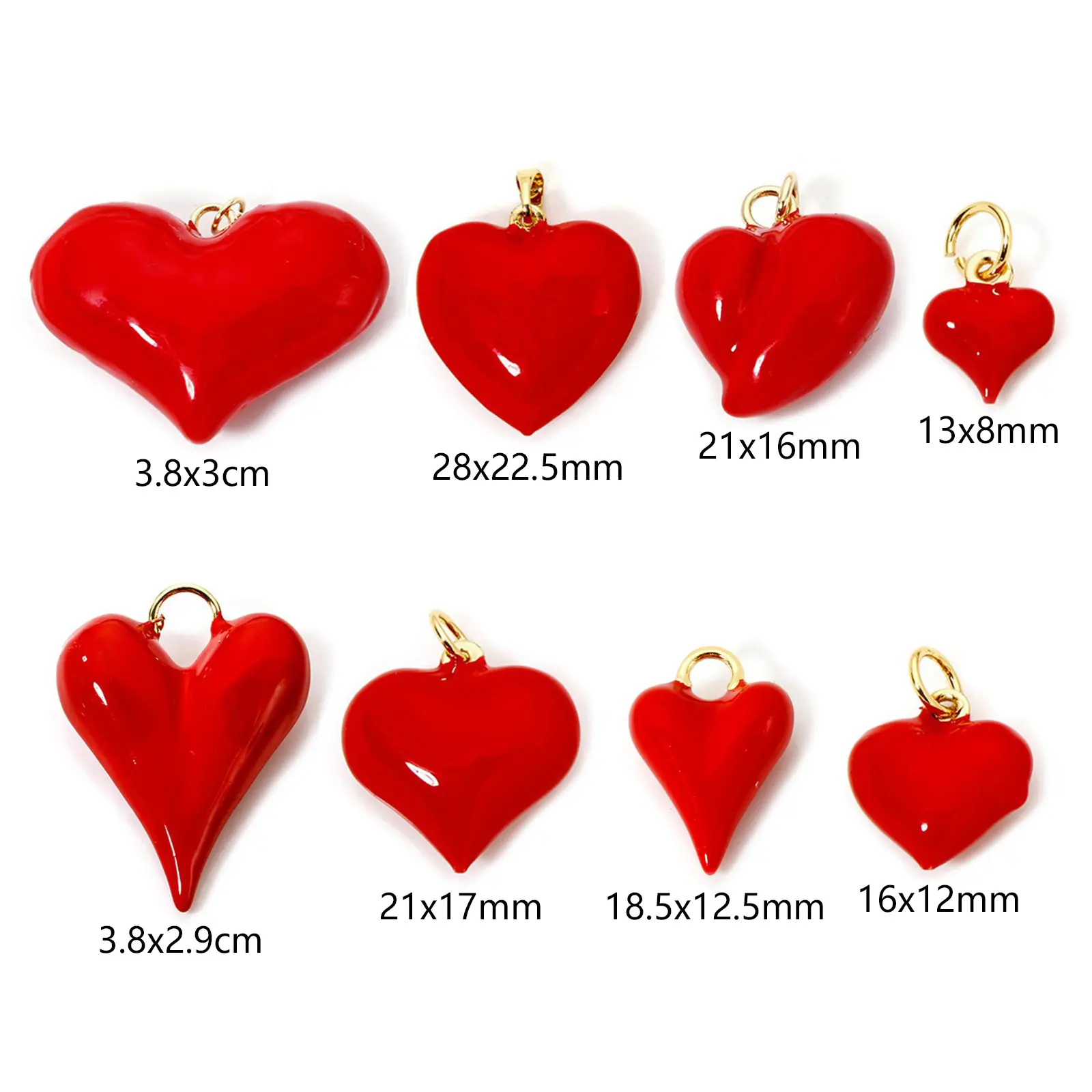 1/2 Piece Brass Valentine's Day Charms 18K Real Gold Plated Red Heart Enamel Pendants For DIY Necklace Earrings Bracelets Making