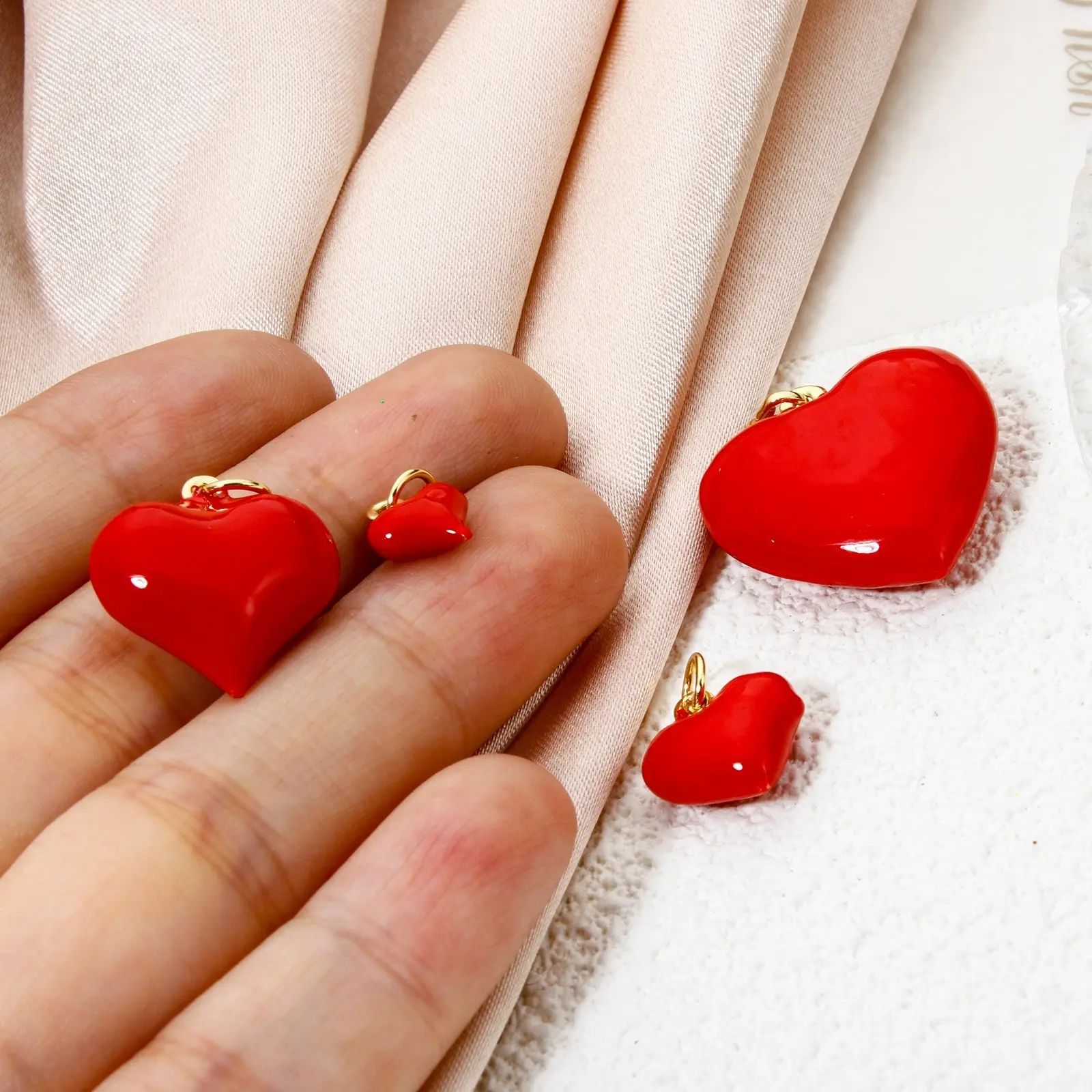 1/2 Piece Brass Valentine's Day Charms 18K Real Gold Plated Red Heart Enamel Pendants For DIY Necklace Earrings Bracelets Making