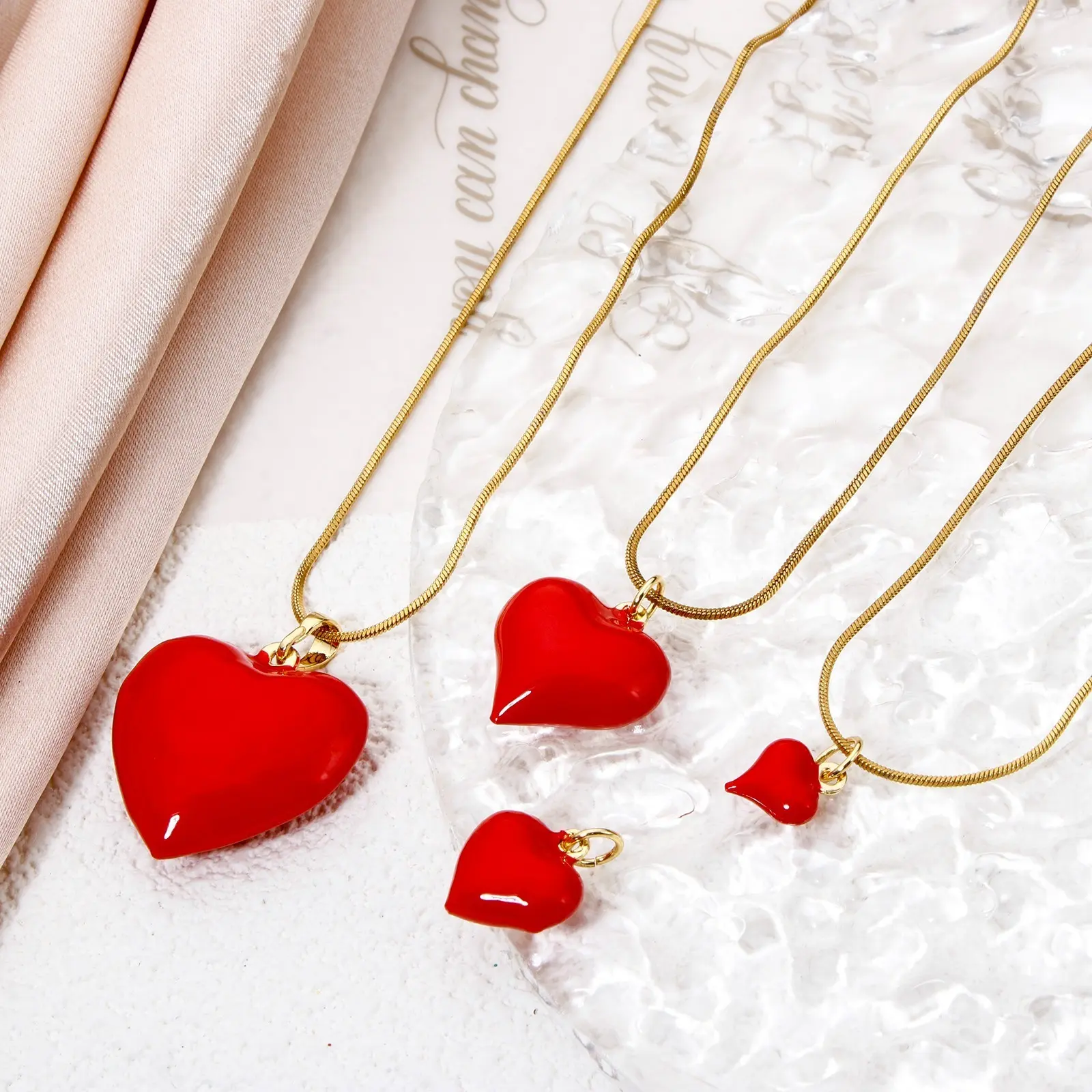 1/2 Piece Brass Valentine's Day Charms 18K Real Gold Plated Red Heart Enamel Pendants For DIY Necklace Earrings Bracelets Making