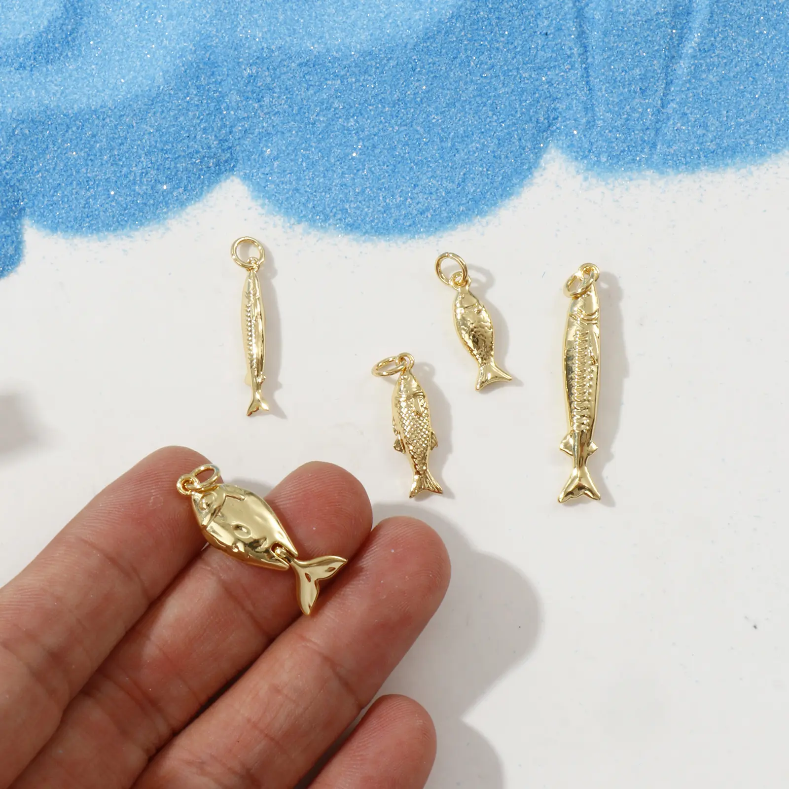 2 Pcs Brass Ocean Jewelry 3D Fish Animal Pendants 18K Real Gold Plated Charms For DIY Necklace Handmade Making Findings