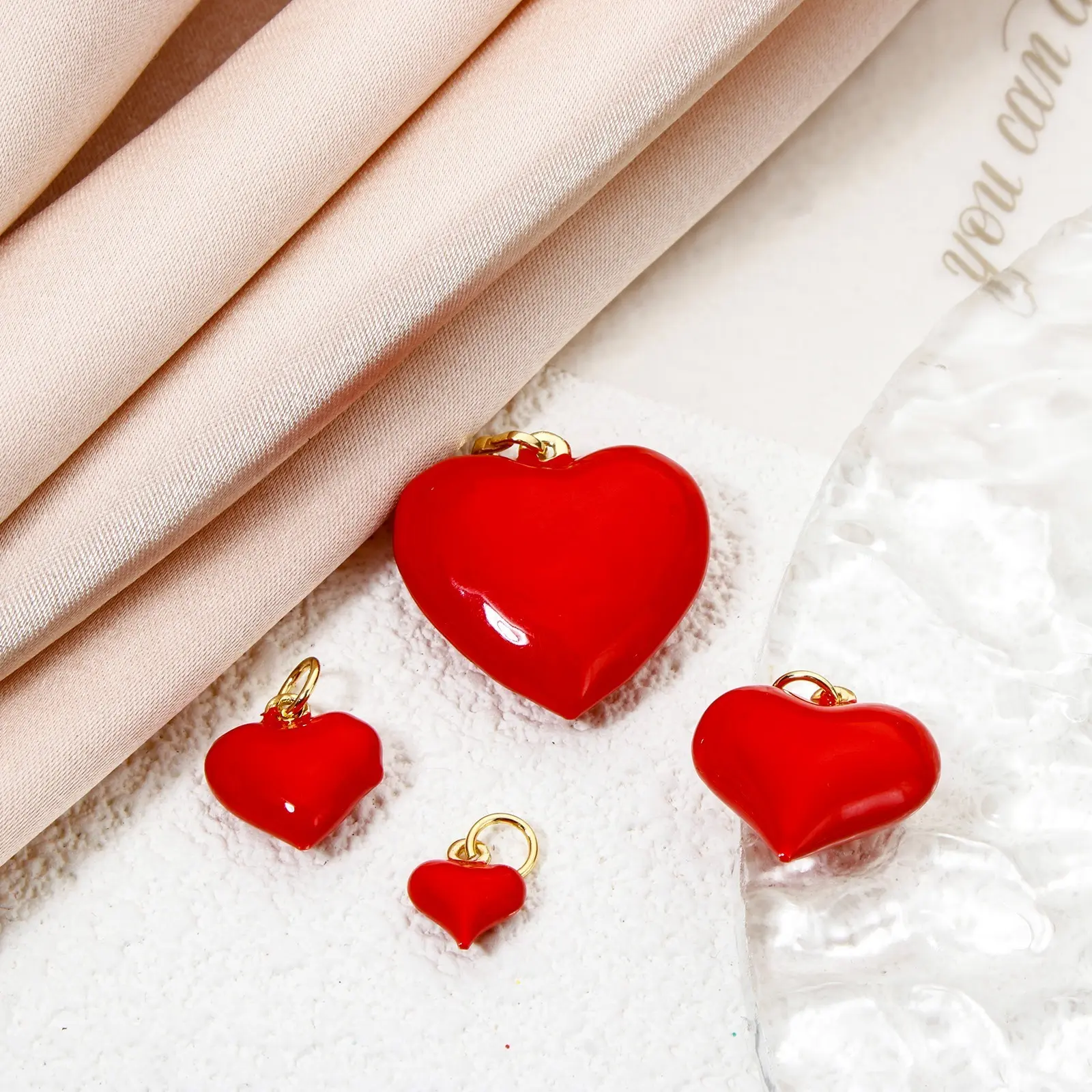1/2 Piece Brass Valentine's Day Charms 18K Real Gold Plated Red Heart Enamel Pendants For DIY Necklace Earrings Bracelets Making