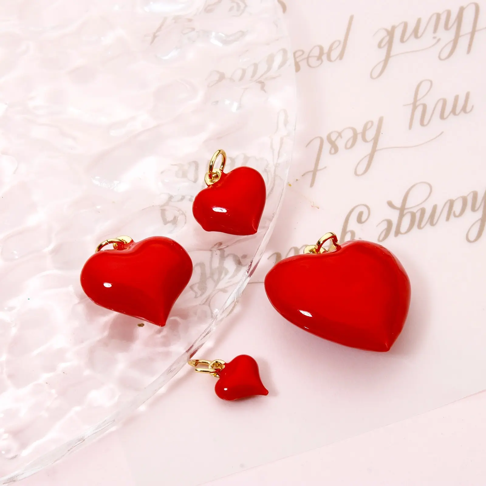 1/2 Piece Brass Valentine's Day Charms 18K Real Gold Plated Red Heart Enamel Pendants For DIY Necklace Earrings Bracelets Making