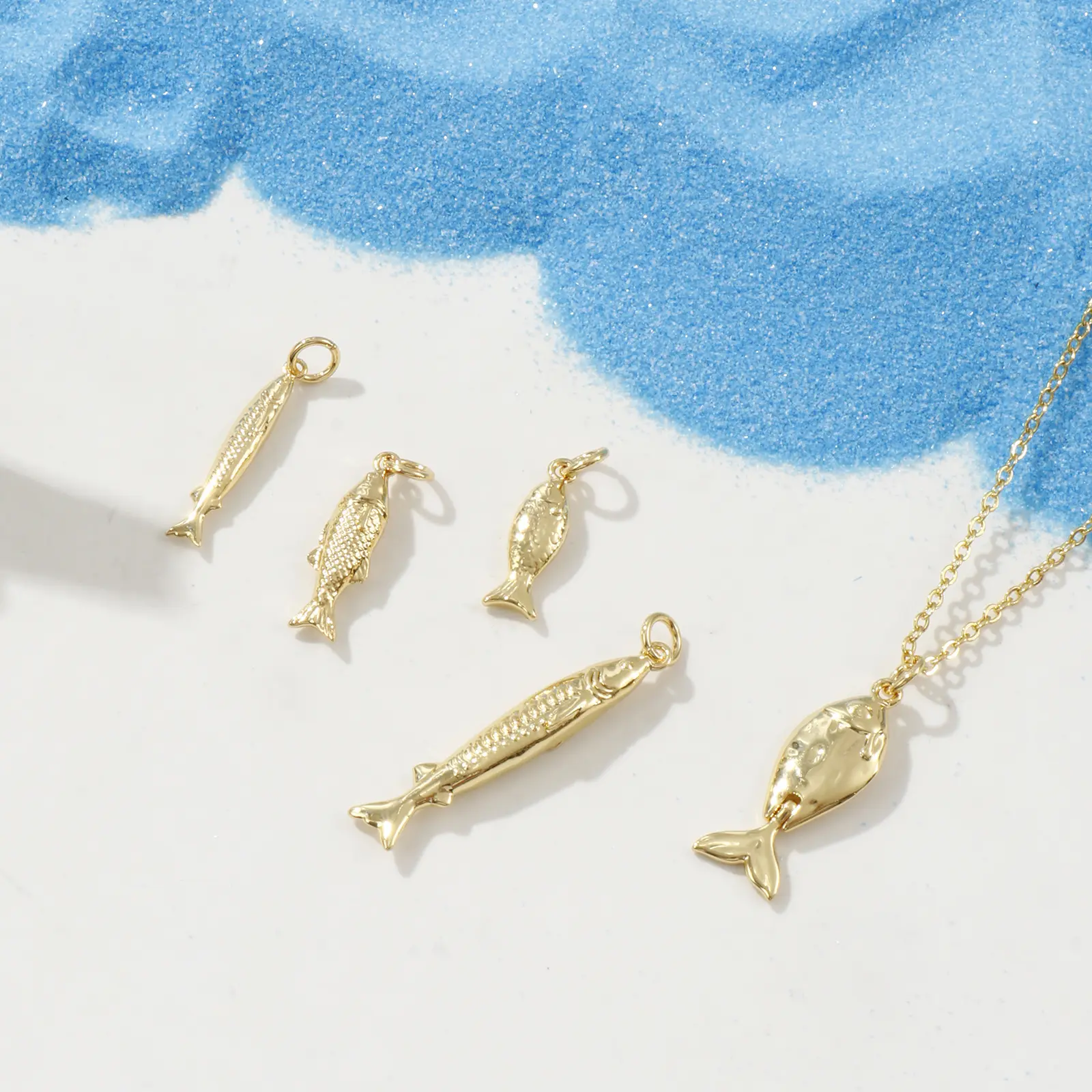 2 Pcs Brass Ocean Jewelry 3D Fish Animal Pendants 18K Real Gold Plated Charms For DIY Necklace Handmade Making Findings