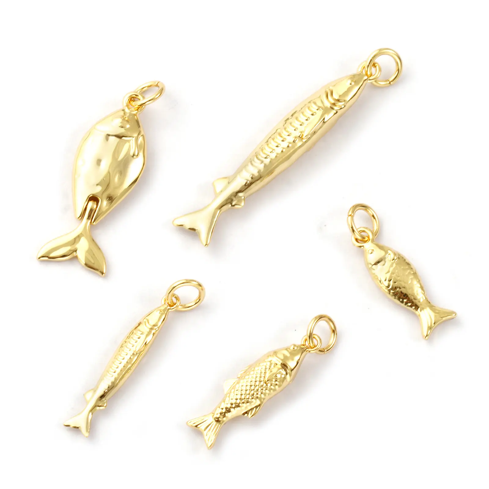 2 Pcs Brass Ocean Jewelry 3D Fish Animal Pendants 18K Real Gold Plated Charms For DIY Necklace Handmade Making Findings