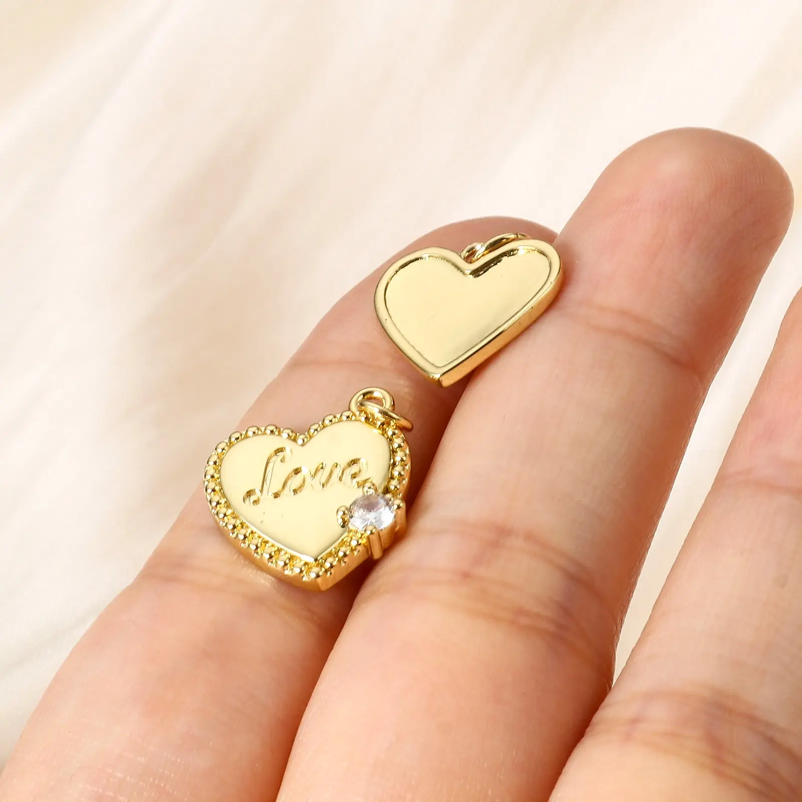 1 Piece Brass Charms 18K Real Gold Plated Heart Pendants For DIY Necklace Bracelet Findings Jewelry Making