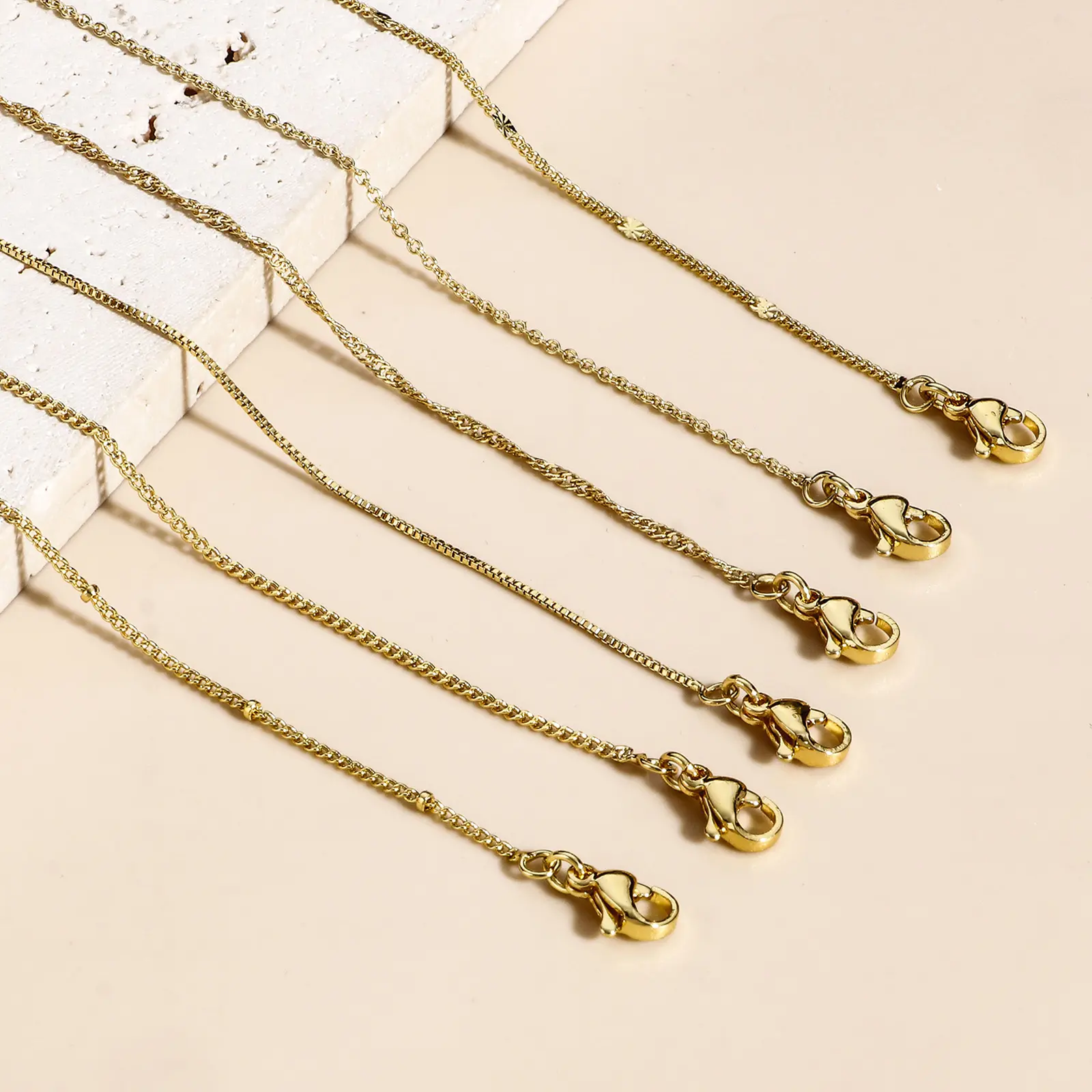 1 Piece Simple & Casual Simple 18K Gold Plated Brass Link Chain Necklace For Women Men Jewelry Making Findings