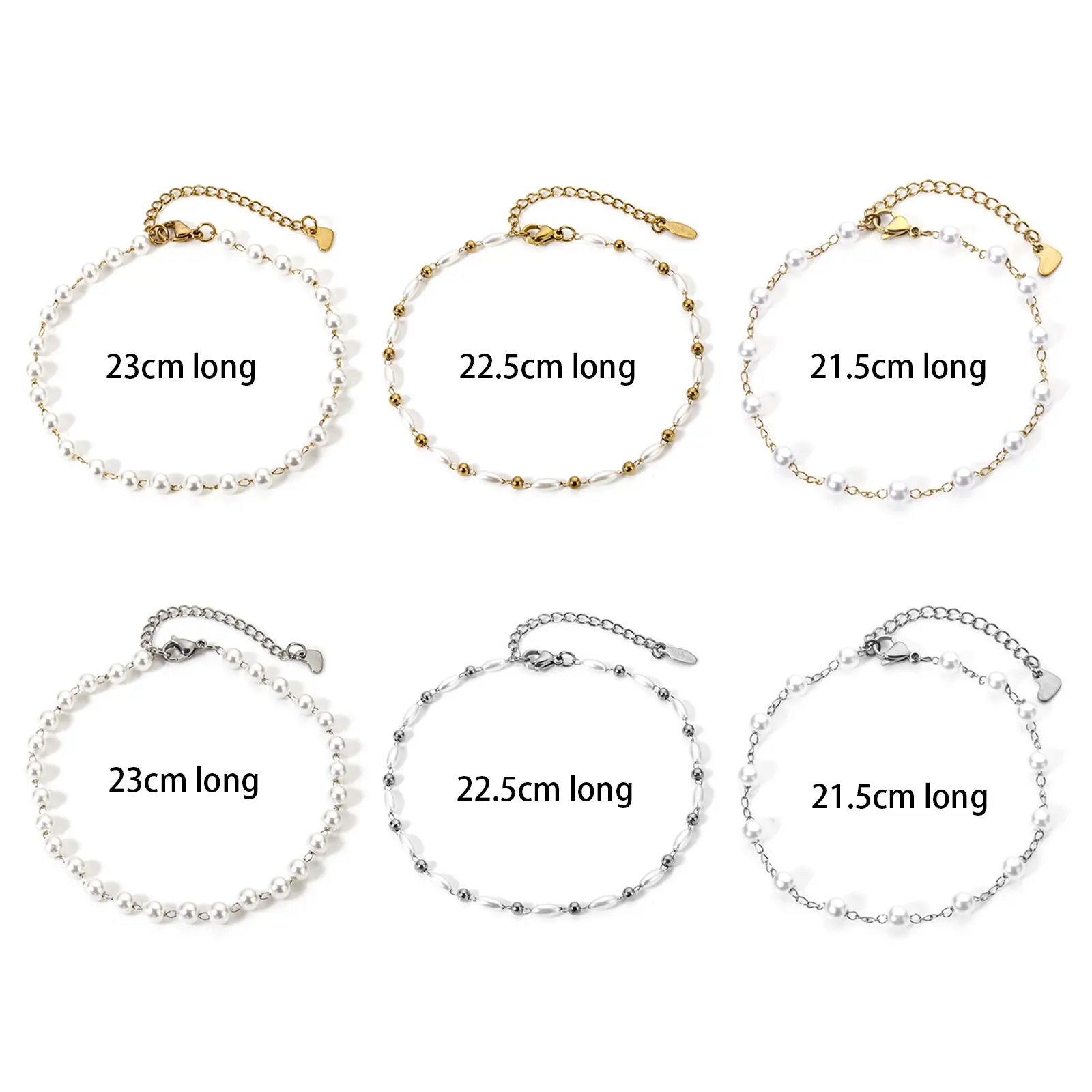 1 Piece 304 Stainless Steel Anklet Acrylic Imitation Pearl Handmade Link Chain Anklet Foot Summer Beach Foot Leg Jewelry Gifts