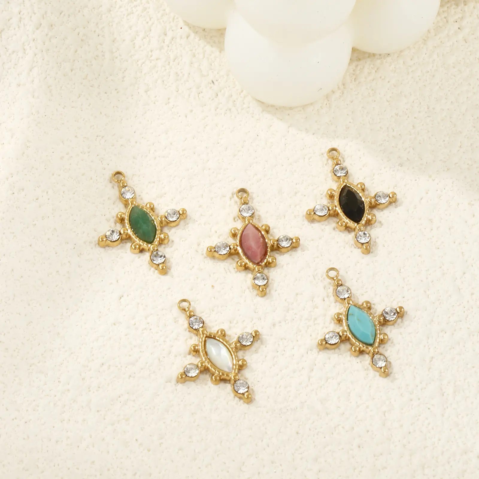 1 Piece 304 Stainless Steel Charms 18K Gold Plated Cross Clear Rhinestone Pendant For DIY Necklace Jewelry Making 22mm x 17mm