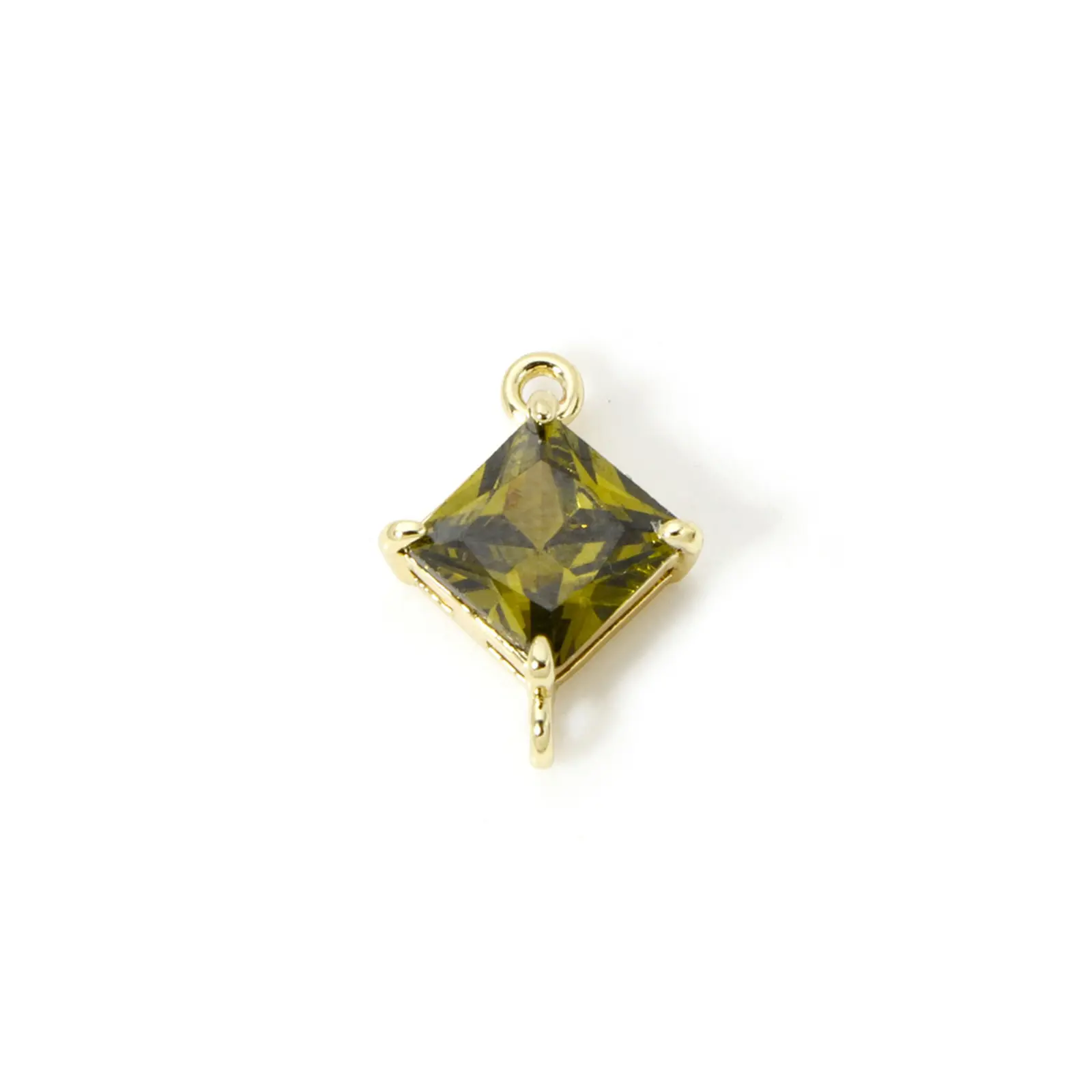 2 PCs Brass & Glass Birthstone Connectors Charms Pendants Real Gold Plated Heart Square Oval For DIY Earring Bracelet Making
