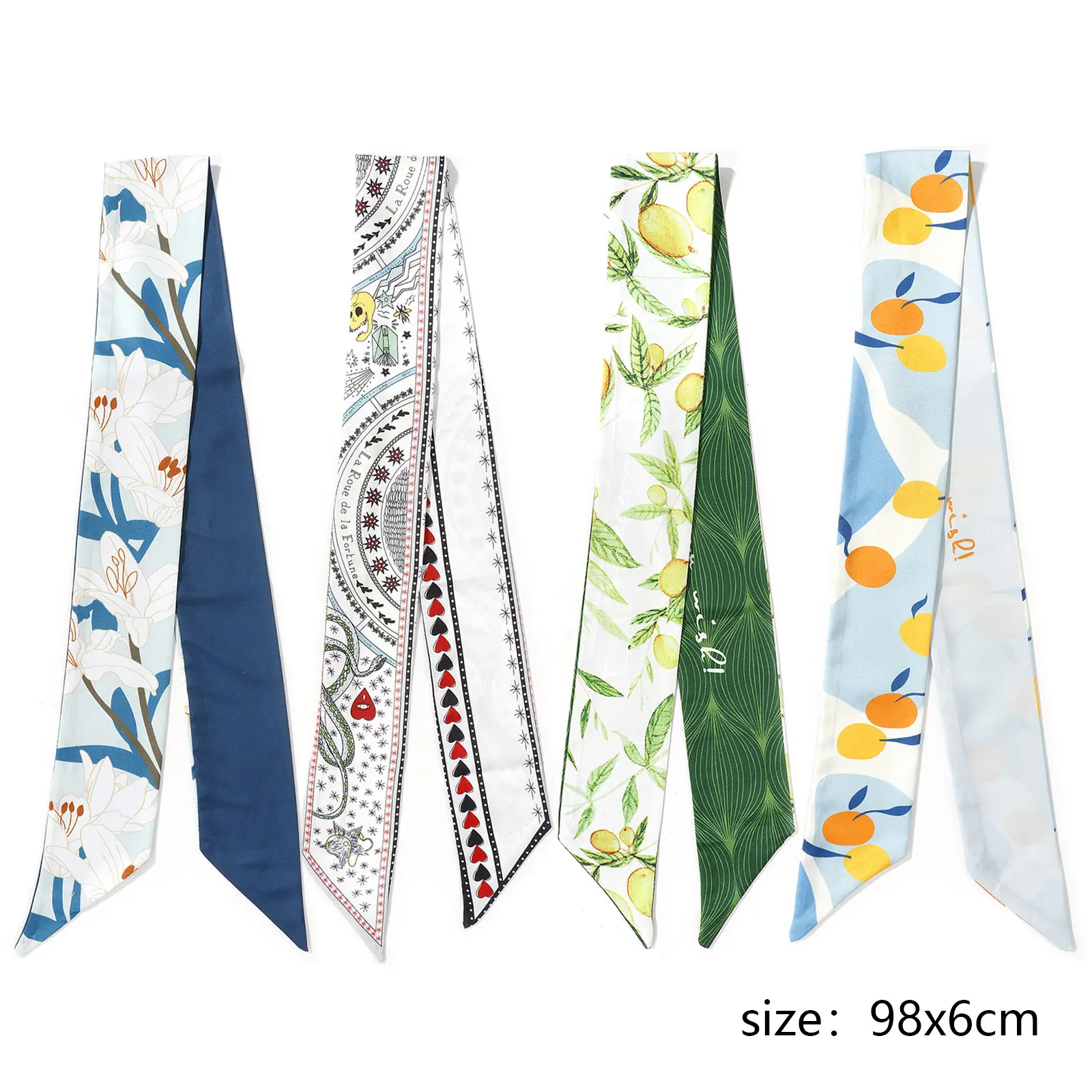 2 PCs Polyester Multifunction Skinny Scarf Multicolor Necklace DIY Ribbon Scarf Headband Neckerchief Hair Bows 98cm x 6cm